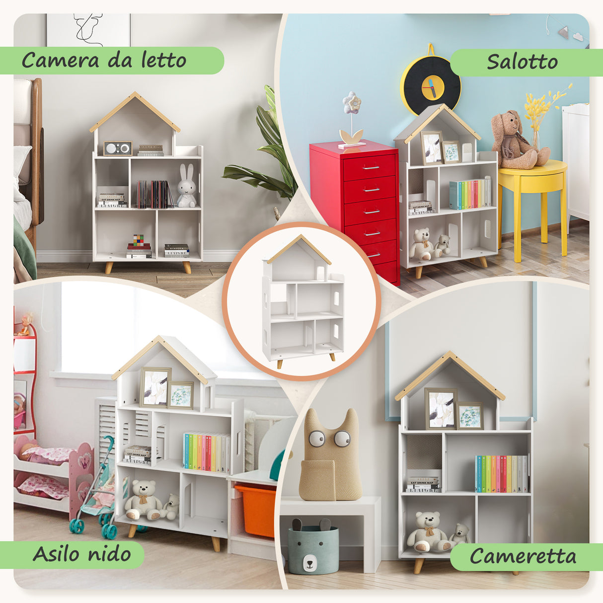 easycomfort easycomfortzonekiz libreria per bambini 3 6 anni a 3 livelli per libri e giochi in mdf e legno di pino 65x25x108 5 cm bianco
