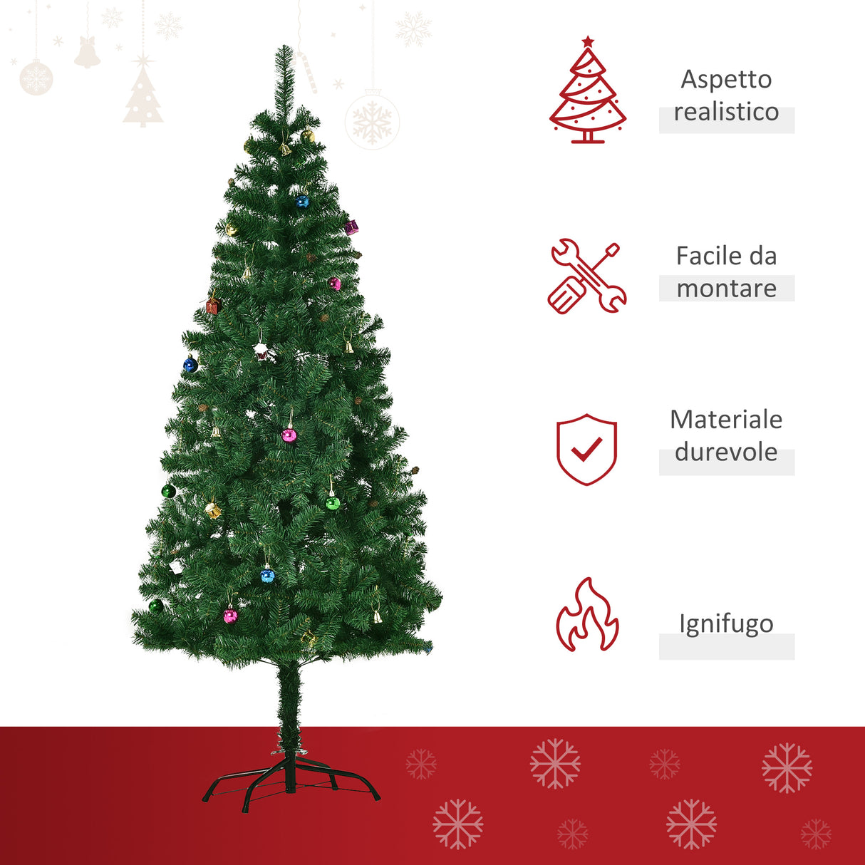 easycomfort easycomfort 1 8m albero di natale artificiale con 624 rami in pvc ignifughi albero di natale realistico con decorazioni e rami folti verde