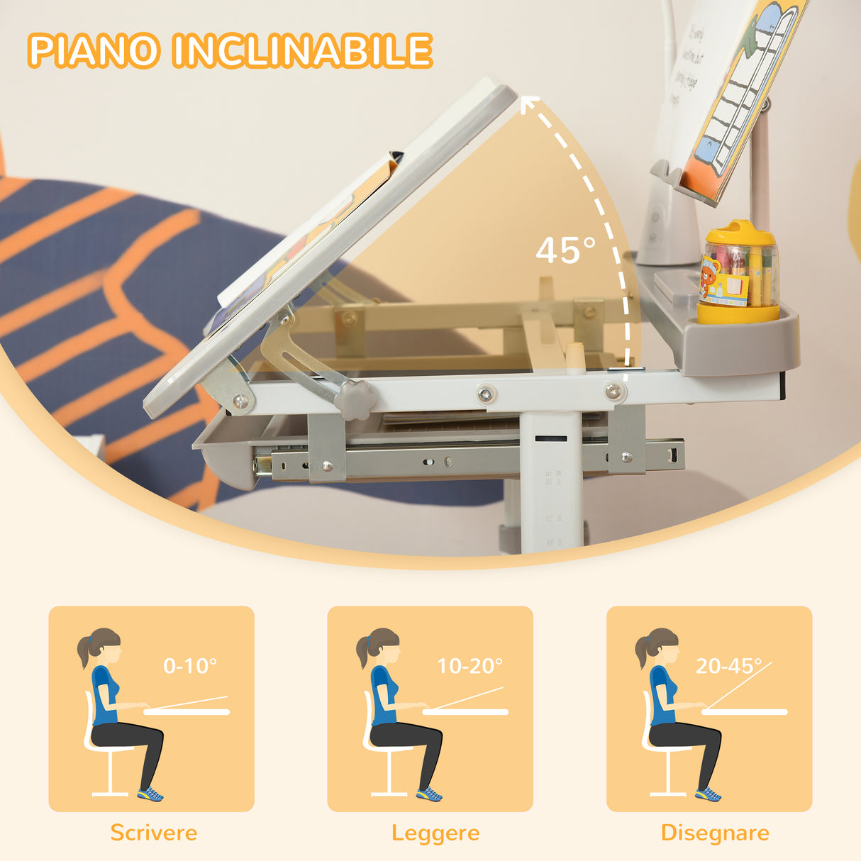 easycomfort easycomfort banco scuola con sedia per bambini 6 12 anni con altezza e inclinazione regolabile grigio