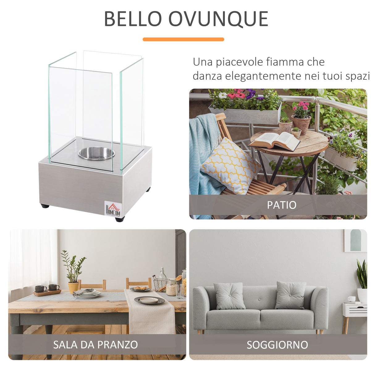 easycomfort easycomfort camino a bioetanolo da tavolo con bruciatore da 0 4l biocamino in acciaio e vetro per interni ed esterni 20x20x33cm argento