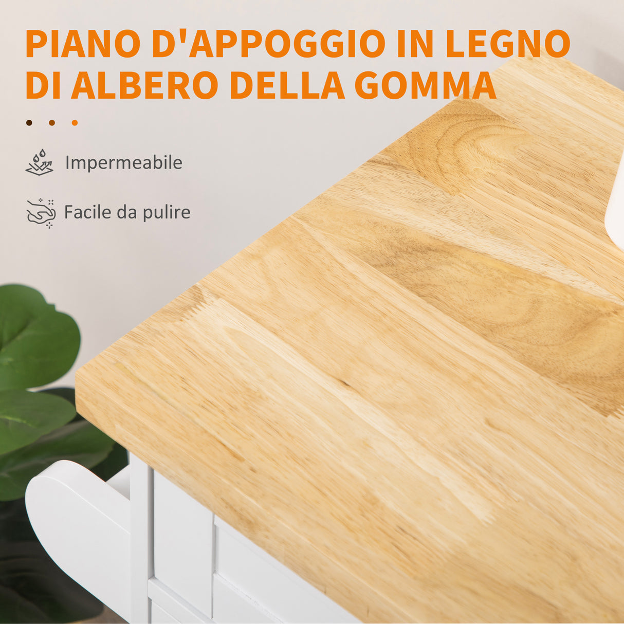 easycomfort easycomfort carrello da cucina con cassetto portaspezie armadietto e 4 ruote 109x40x89cm bianco