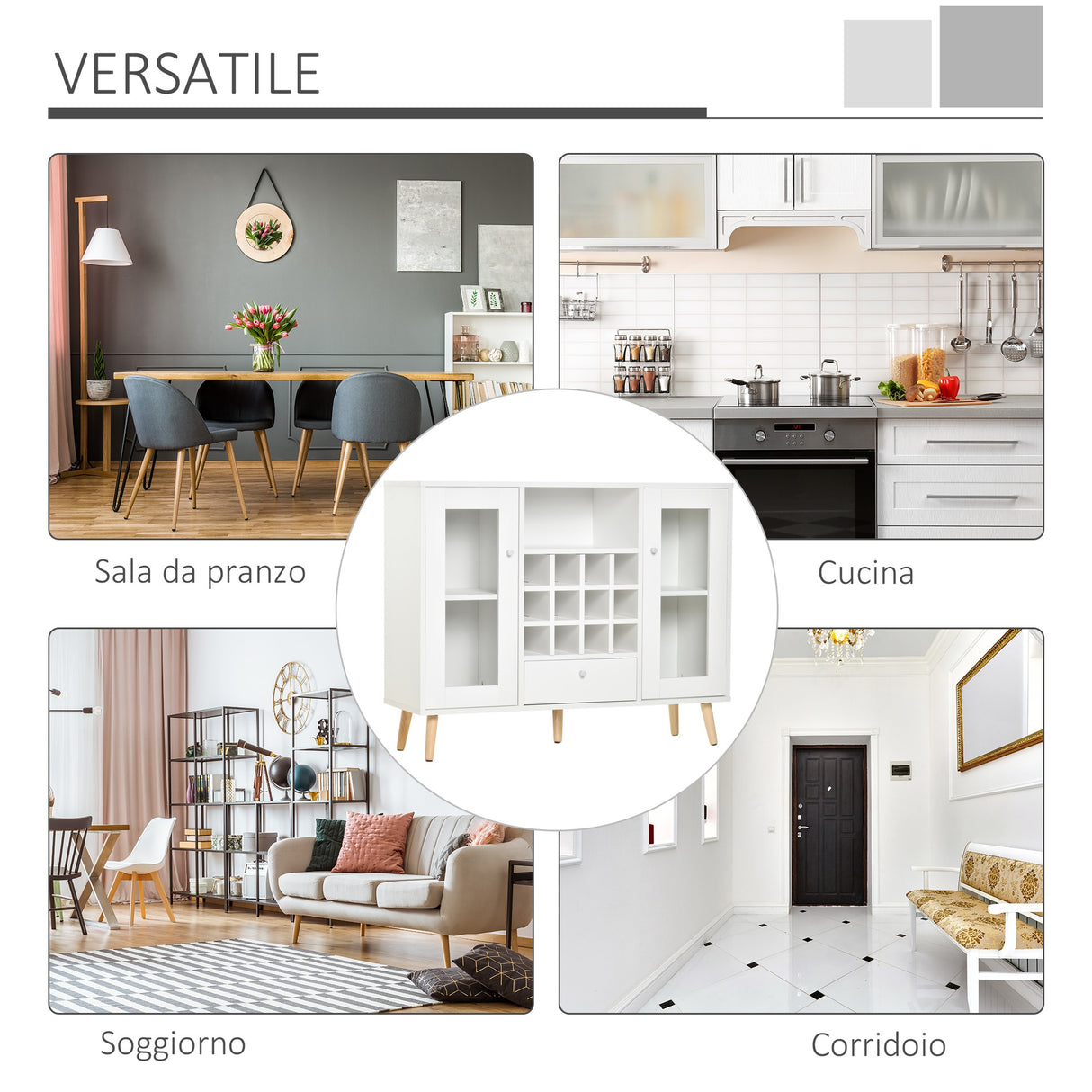 easycomfort easycomfort credenza moderna da cucina con cantinetta vini 12 bottiglie cassetto e armadietti in legno 100x33x80cm bianco