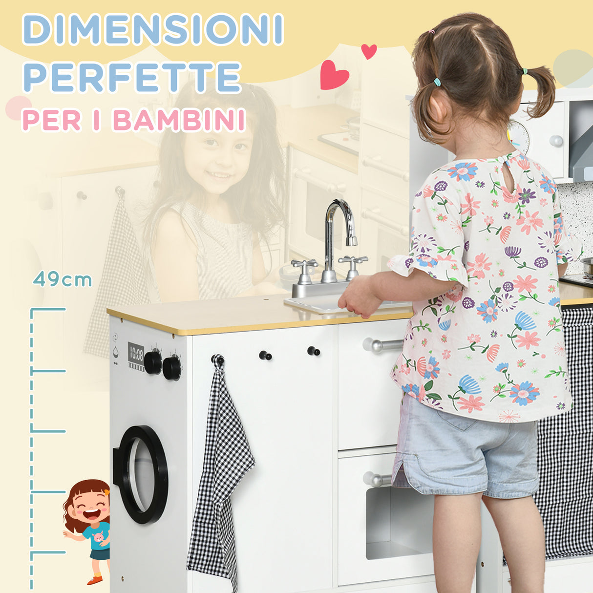easycomfort easycomfort cucina giocattolo 2 pezzi per bambini 3 6 anni con utensili da cucina luci ed effetti sonori in mdf e pp