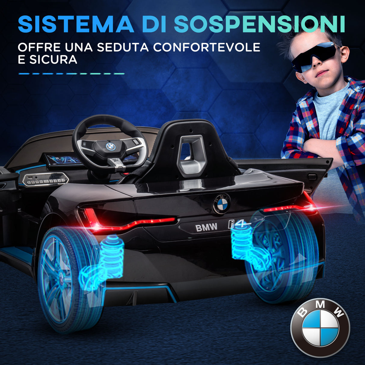 easycomfort easycomfort macchina elettrica per bambini 3 6 anni con licenza bmw con telecomando clacson e fari 115x67x45 cm nera