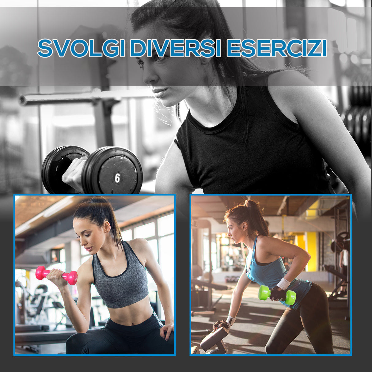 easycomfort easycomfort manubri pesi set manubri palestra da 10kg con valigetta 4 paia di manubri colorati 2x0 5kg 2x1kg 2x1 5kg 2x2kg ean 8054111840958