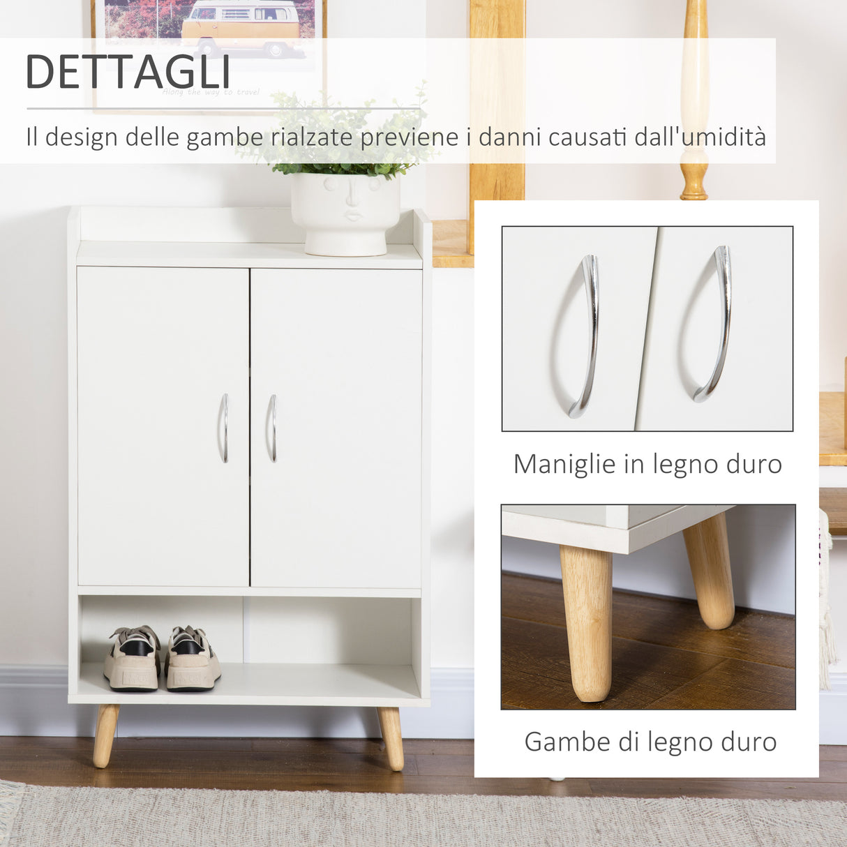 easycomfort easycomfort mobile scarpiera salvaspazio in legno bianco con ripiano aperto armadio scarpiera di design per ingresso 60x30x92cm ean 8054144133782