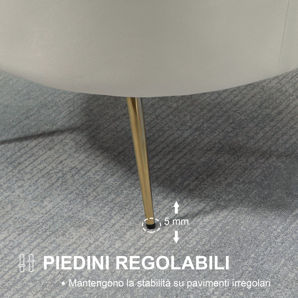 easycomfort easycomfort poltrona di design stile vintage imbottita in velluto 79x77x77cm crema