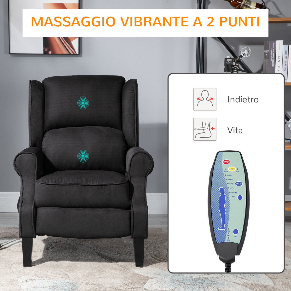 easycomfort easycomfort poltrona relax massaggiante reclinabile con telecomando 78x83x101cm nero