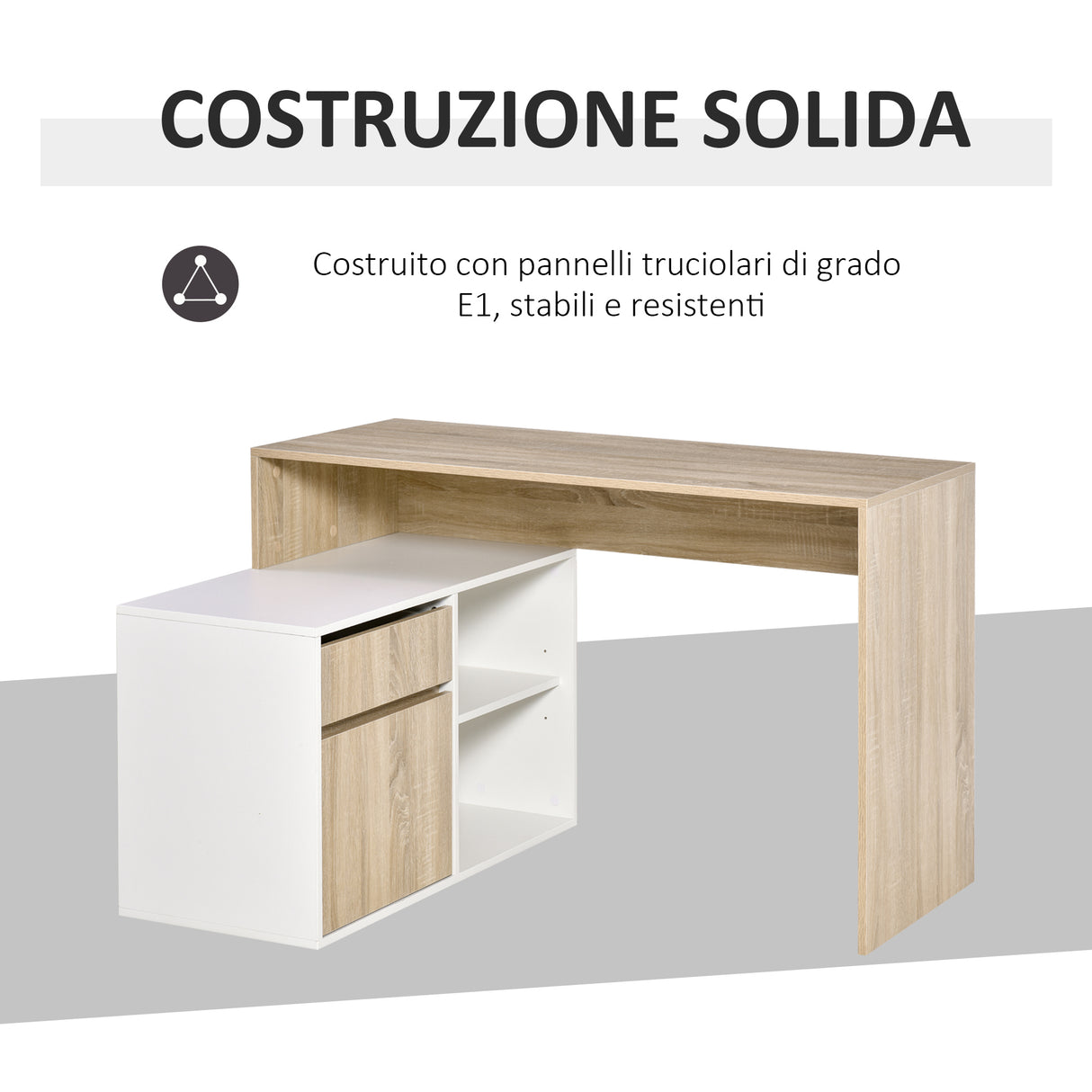 easycomfort easycomfort scrivania angolare scrivania ad angolo per computer da camera o ufficio scrivania salvaspazio in legno rovere e bianco