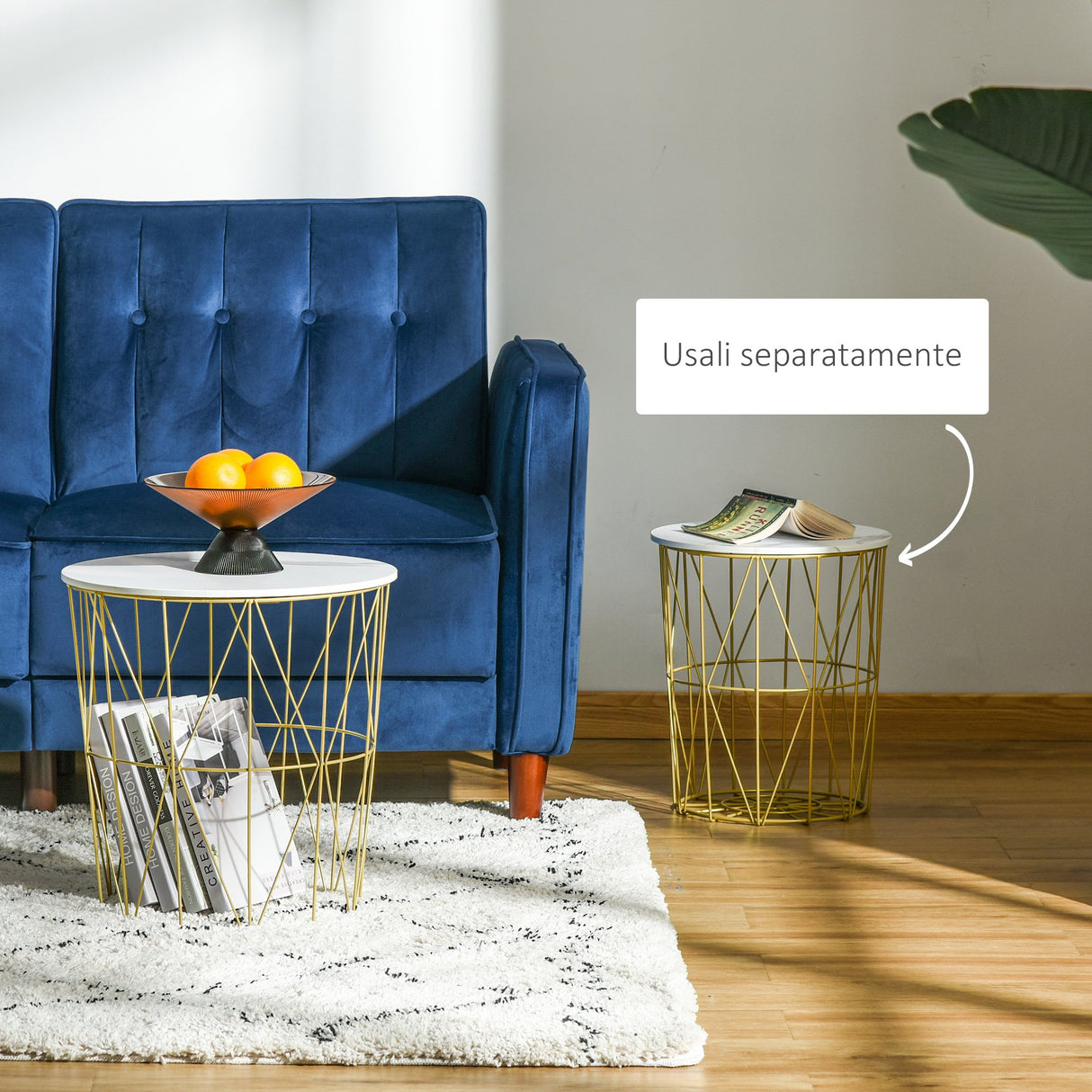 easycomfort easycomfort set 2 tavolini da salotto moderni impilabili con ripiano rimovibile tavolino da caffe con contenitore per soggiorno e camera bianco oro