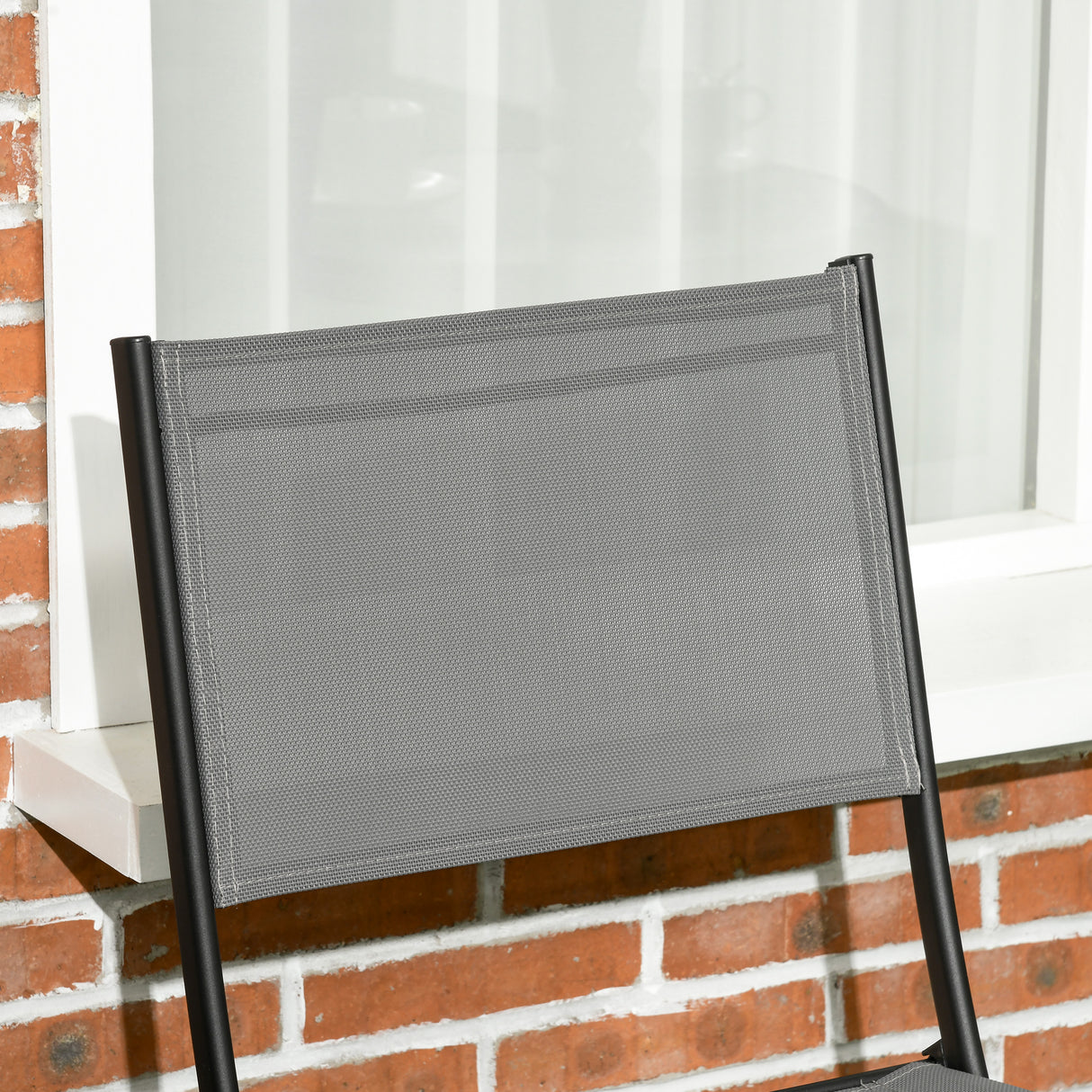 easycomfort easycomfort set da giardino 3 pezzi in acciaio con 2 sedie pieghevoli in tessuto traspirante e tavolo rotondo