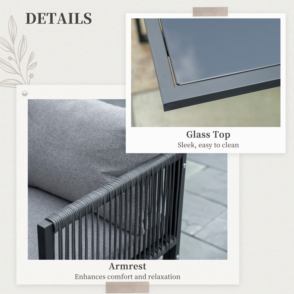 easycomfort easycomfort set da giardino 5 pezzi in rattan 4 sedie da giardino e tavolo da pranzo con piano in vetro