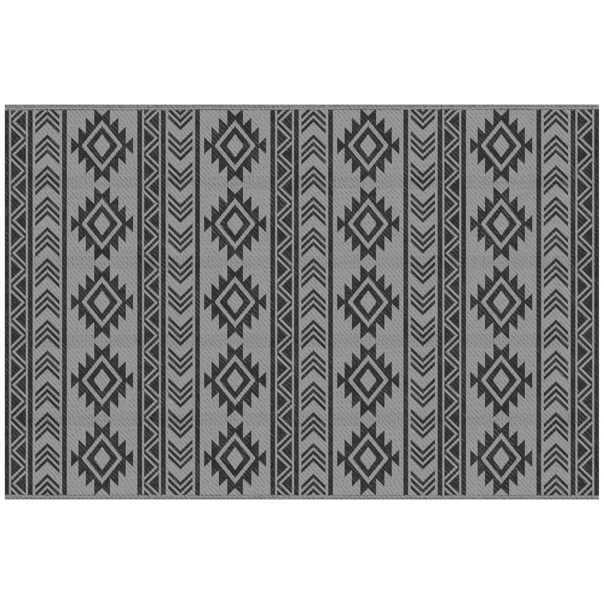 easycomfort easycomfort tappeto moderno per esterni nero e grigio in pp con design reversibile e pieghevole 182x274 cm