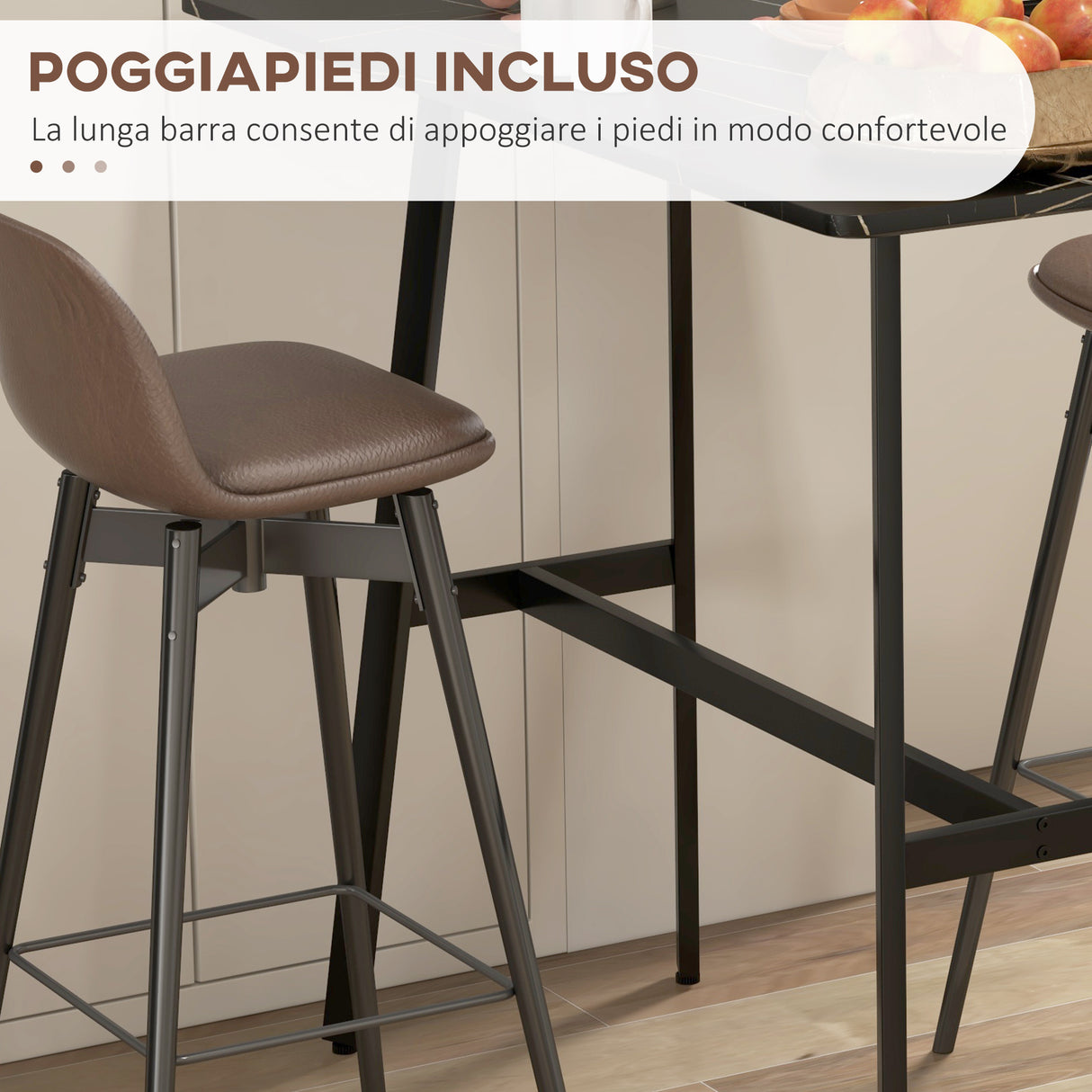 easycomfort easycomfort tavolo da bar rettangolare per 4 persone in mdf e metallo 118x58x98 cm nero