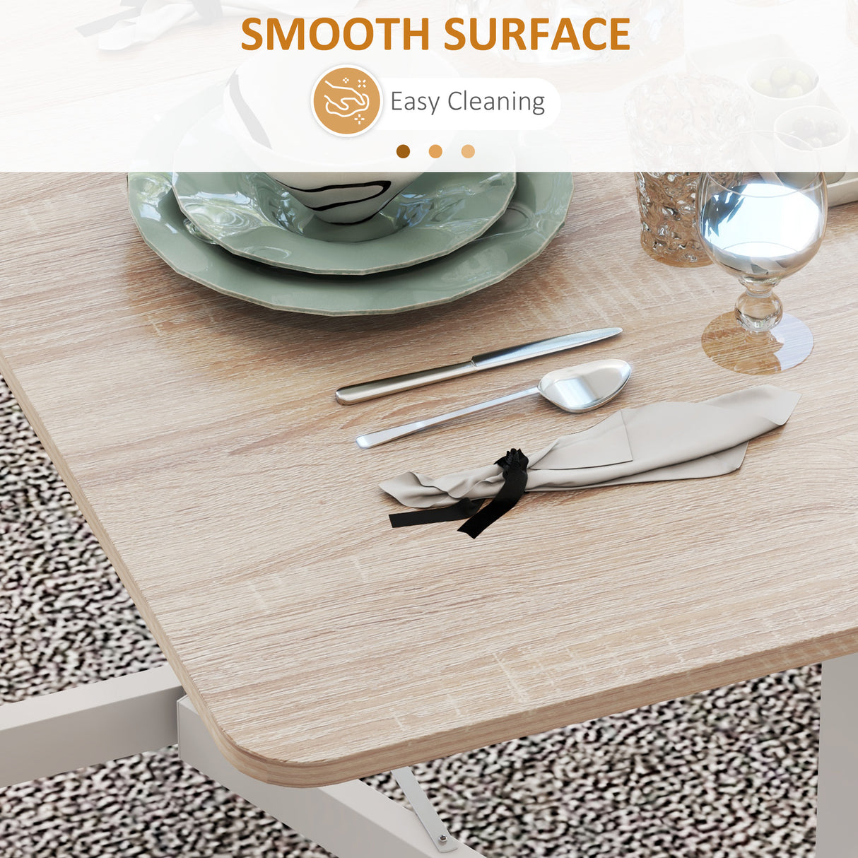 easycomfort easycomfort tavolo pieghevole moderno a 2 ribalte con rotelle in mdf e acciaio 120x80x73cm marrone