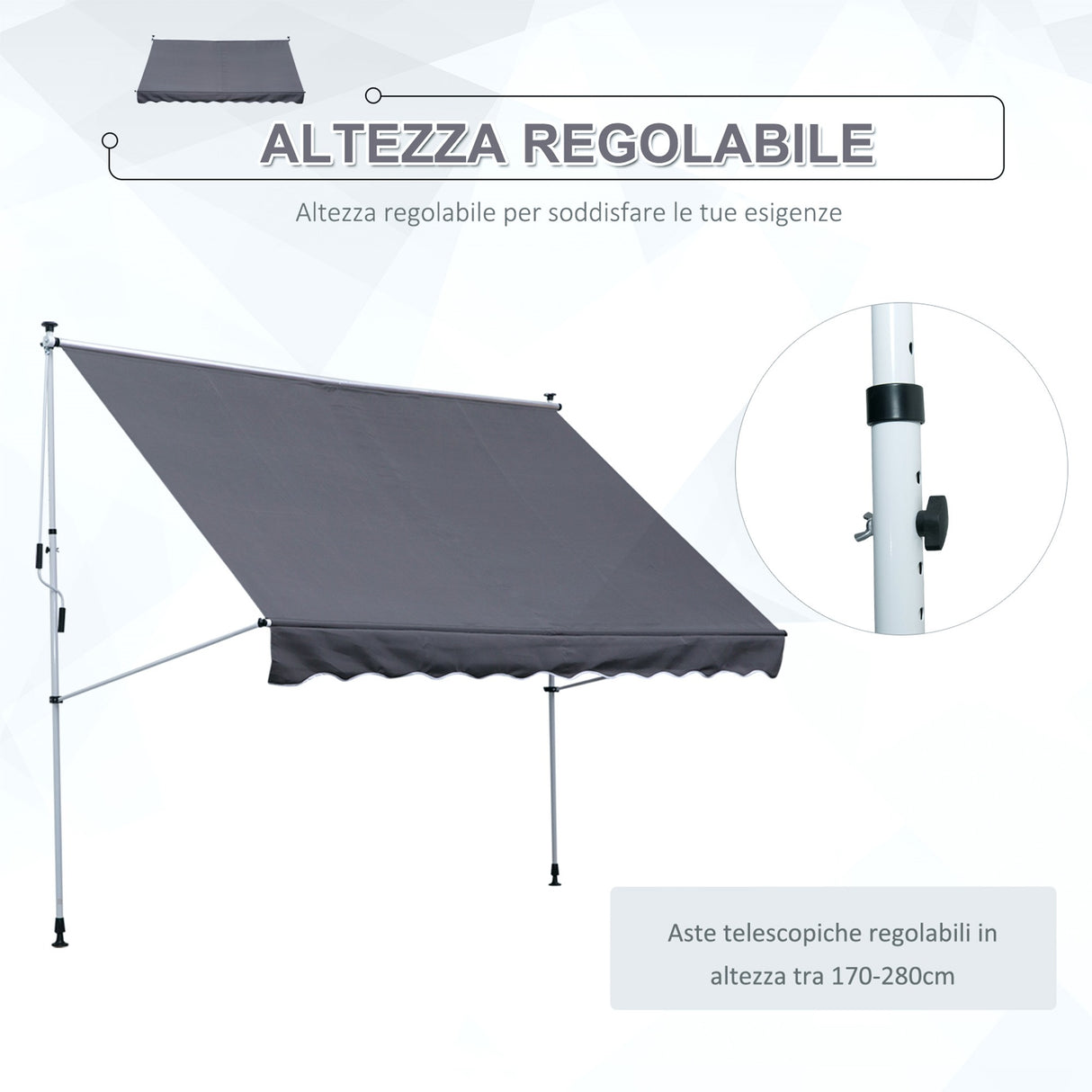 easycomfort easycomfort tenda da sole 3x1 5 m a bracci con manovella struttura telescopica in metallo e parasole in poliestere