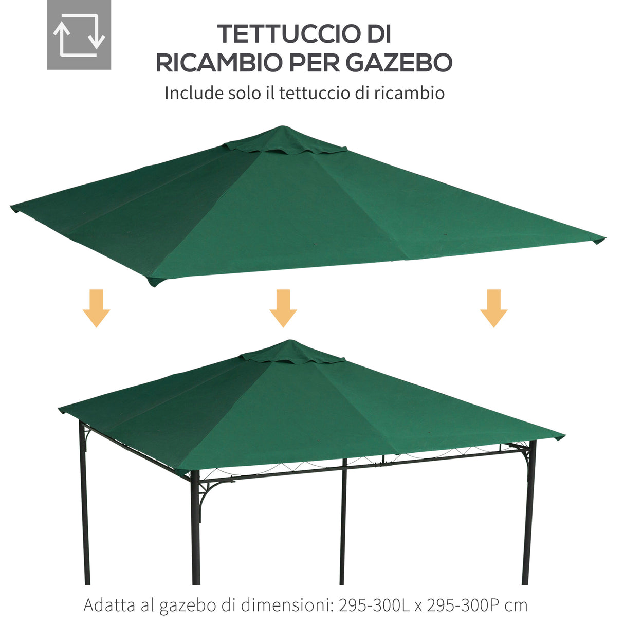 easycomfort easycomfort tetto di ricambio per gazebo da giardino 3x3m in poliestere verde