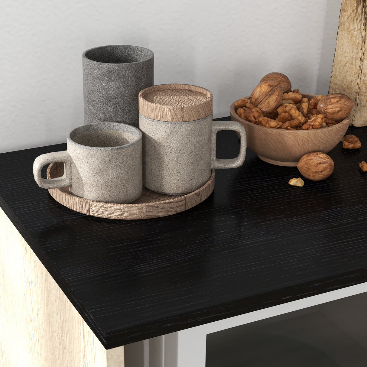 easycomfort easycomfort carrello da cucina in truciolato con ripiano aperto armadietto a 2 ante e scaffale laterale 75x40x80 5 cm