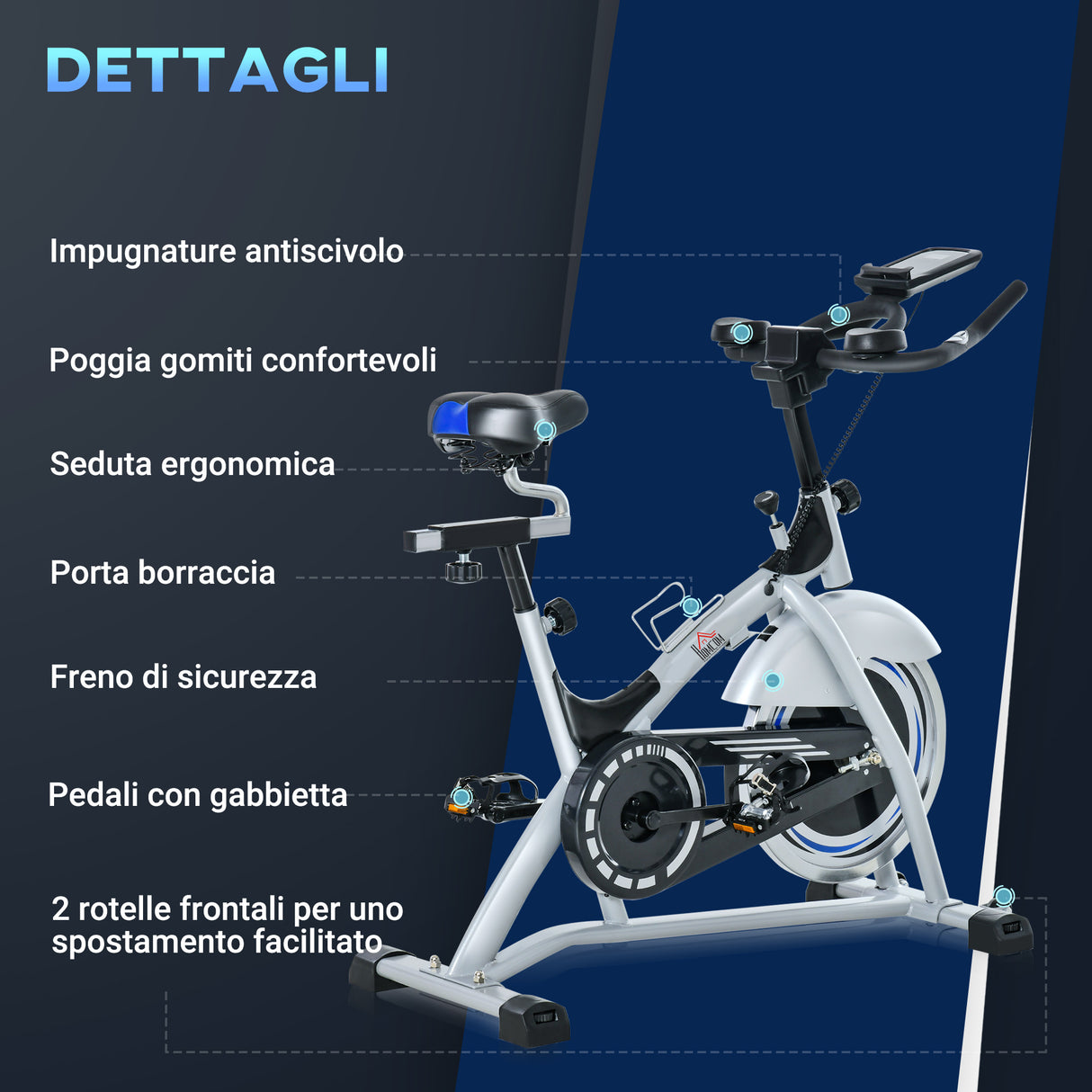 easycomfort easycomfort cyclette professionale da camera con monitor lcd e volano 15kg sellino e manubrio regolabili 124x50x105 111cm argento nero