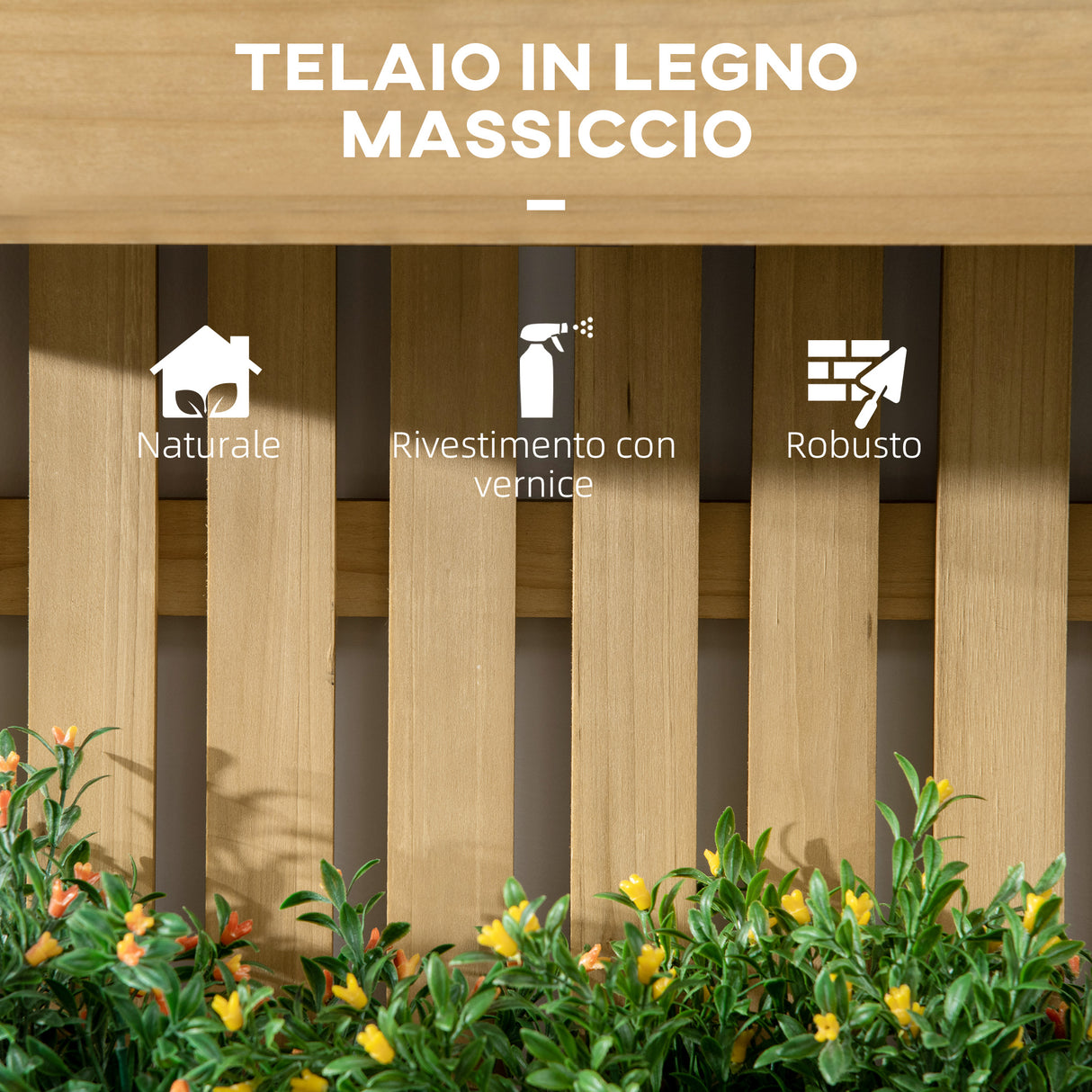 easycomfort easycomfort fioriera da esterno verticale in legno con 3 vasi rimovibili 60x16x80cm