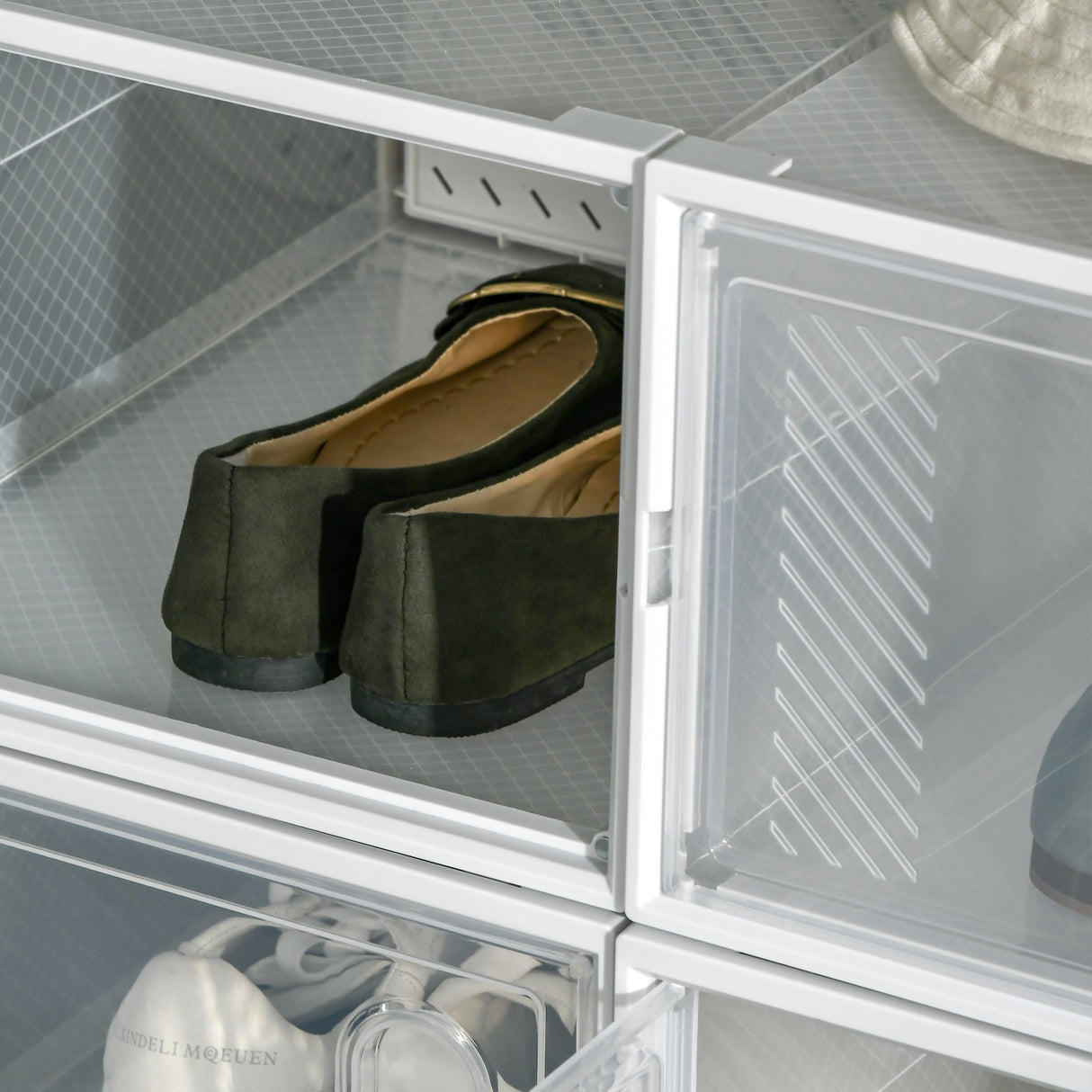 easycomfort easycomfort mobile scarpiera modulare salvaspazio 8 cubi 28x36x21 cm in plastica pp bianco