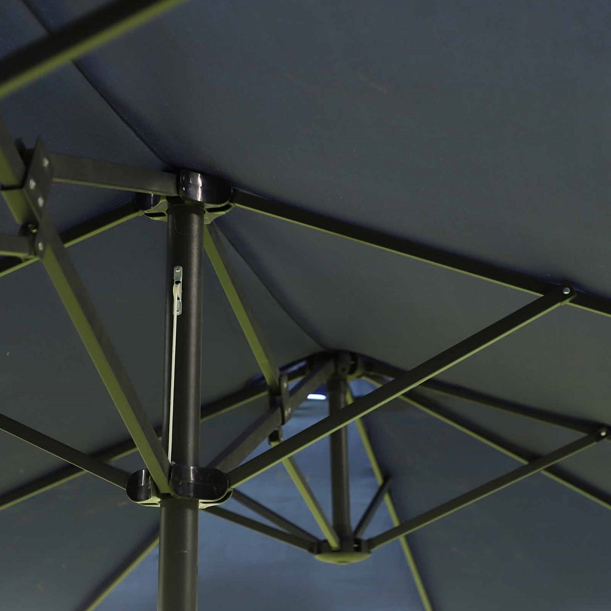 easycomfort easycomfort ombrellone da giardino doppio con apertura a manovella acciaio e poliestere 460x270x240 cm blu