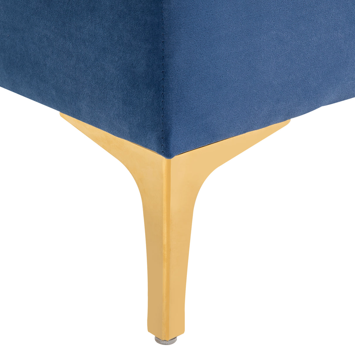 easycomfort easycomfort panca imbottita fondoletto in tessuto vellutato e base in metallo dorato 118x45x42 cm blu