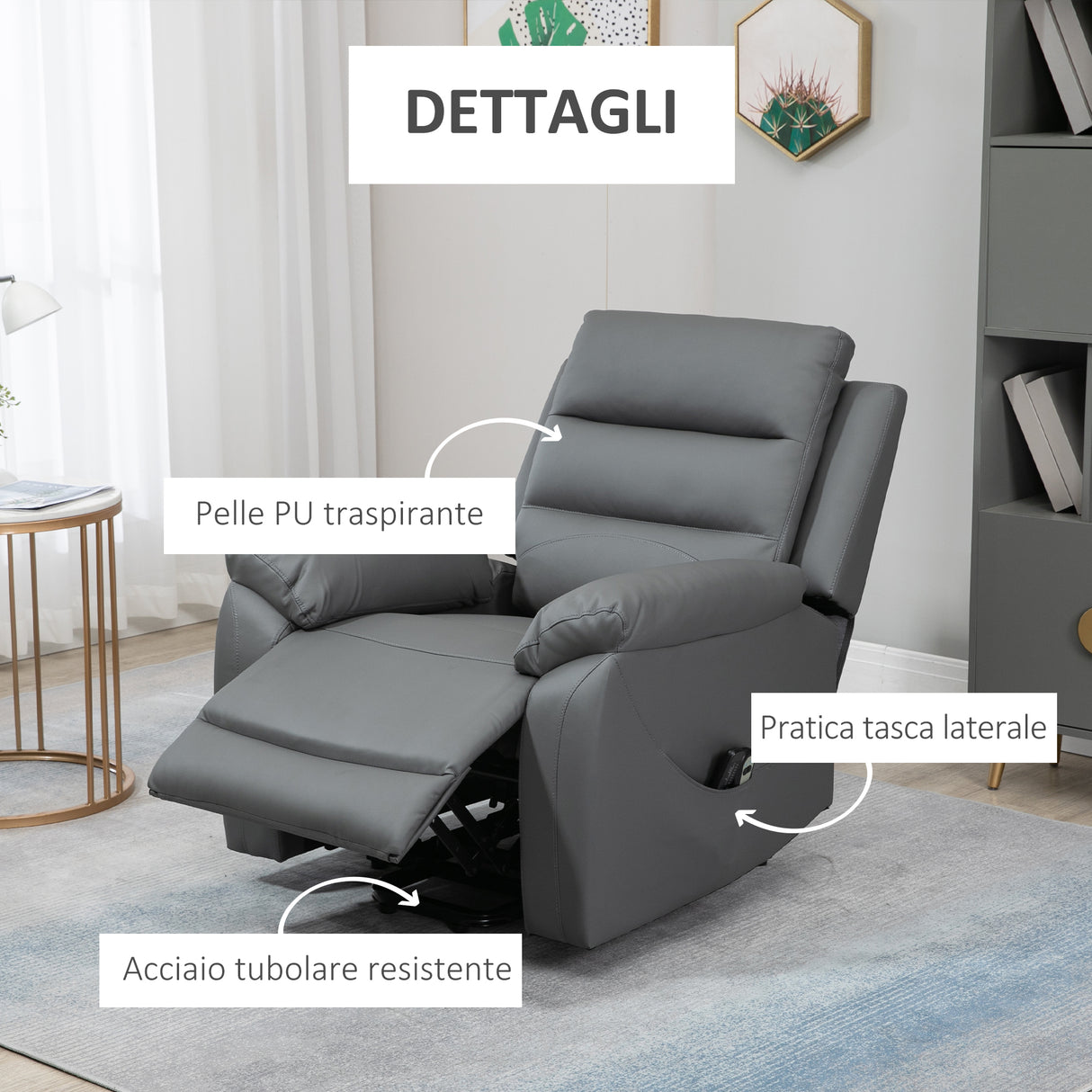 easycomfort easycomfort poltrona alzapersona reclinabile fino a 135 con 8 punti massaggianti telecomando e poggiapiedi 91x86x101 cm