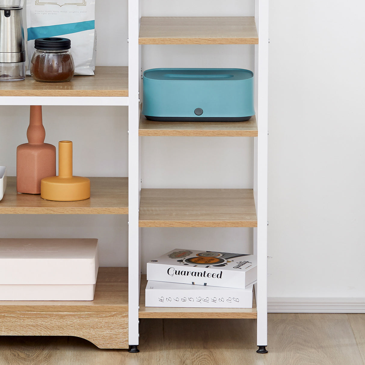 easycomfort easycomfort scaffale da cucina basso salvaspazio stile industriale mobiletto con 7 ripiani per cucina in metallo e legno 90x40x95cm bianco