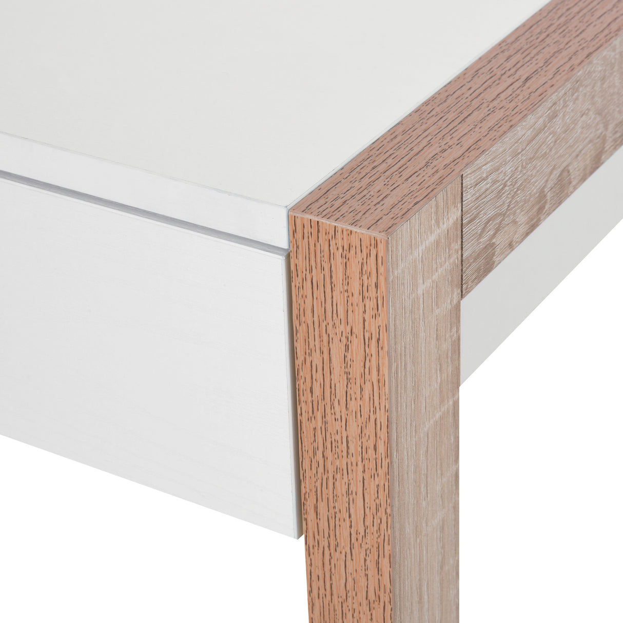 easycomfort easycomfort scrivania moderna di design in legno e vetro temperato con cassetto bianca e color legno per ufficio 120x60x75cm ean 8054144130002