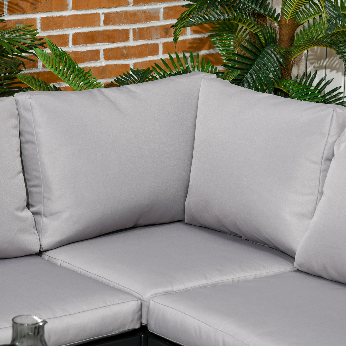 easycomfort easycomfort set da giardino 4 pezzi con 2 divanetti poltrona angolare e tavolino da caffe in vetro temperato