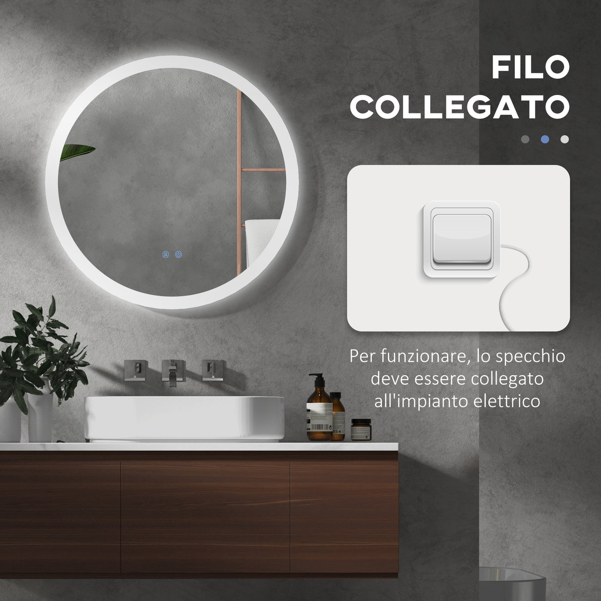 easycomfort easycomfort specchio bagno led antiappannamento con 3 colori e luminosita regolabile in metallo e vetro 70x3 cm