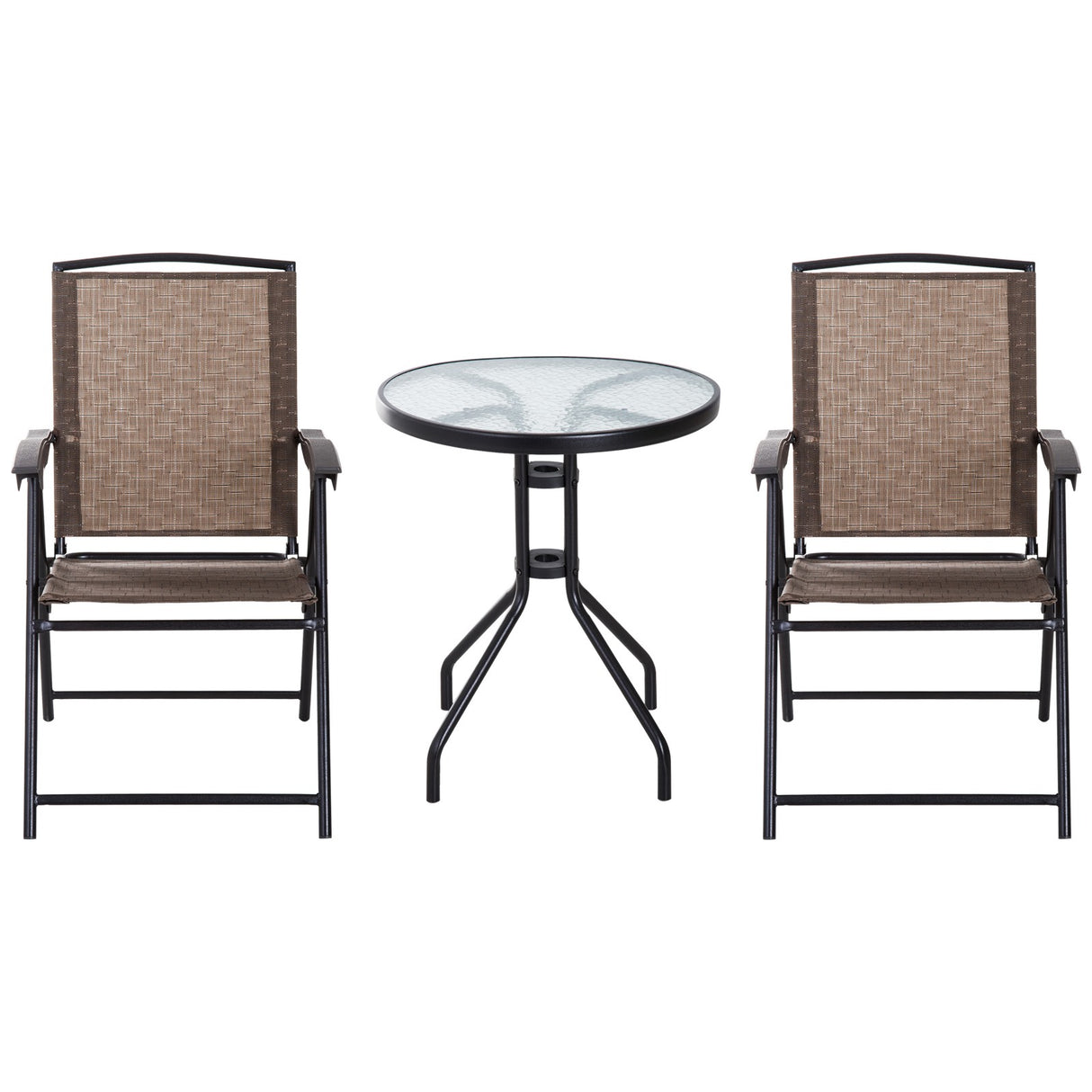 easycomfort easycomfort tavolino con 2 sedie set mobili 3pz pieghevole regolabile esterno textilene marrone