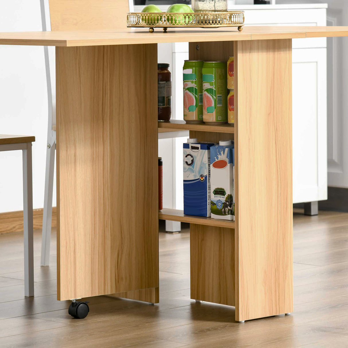 easycomfort easycomfort tavolo da pranzo pieghevole tavolo a ribalta per 4 6 persone tavolo da cucina salvaspazio moderno con 2 ripiani e 2 ruote in legno 140x80x74 cm color legno ean 8054111844710