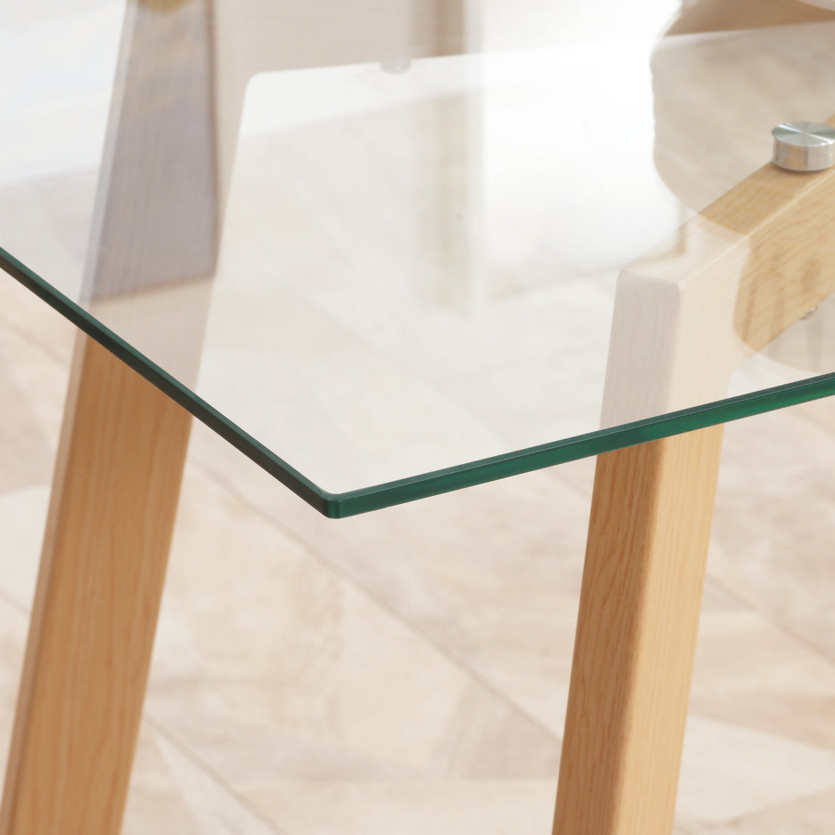 easycomfort easycomfort tavolo da pranzo rettangolare per 4 persone max in acciaio con piano in vetro temperato 120x60x76 cm