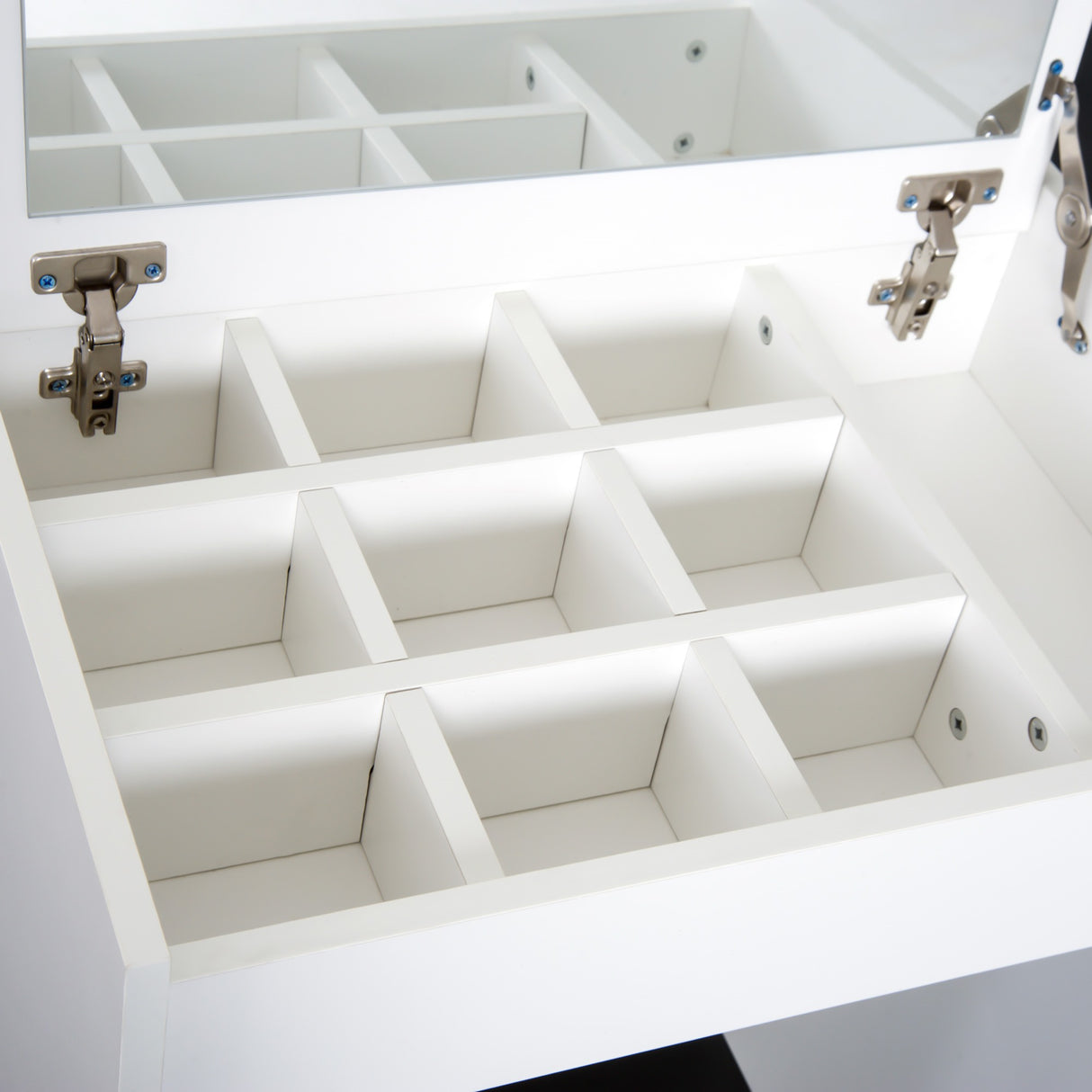 easycomfort easycomfort tavolo da trucco con specchio richiudibile tavolo da trucco moderno con sgabello vano contenitore 10 scomparti mdf bianco 60 2 x 40 2 x 79cm ean 8054144132143