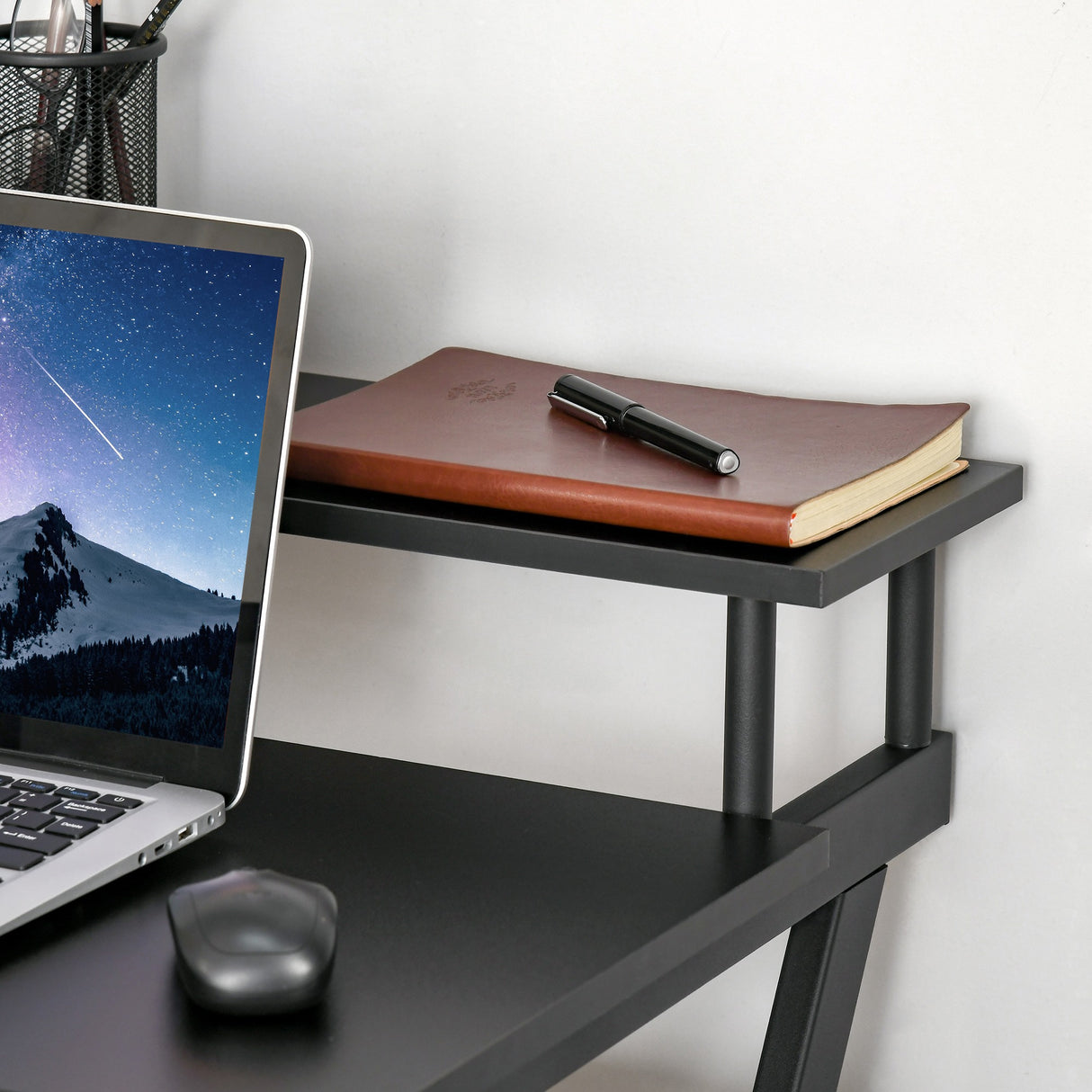 easycomfort easycomfort tavolo porta pc salvaspazio con ripiano monitor rialzato 70x60x85 5cm legno nero