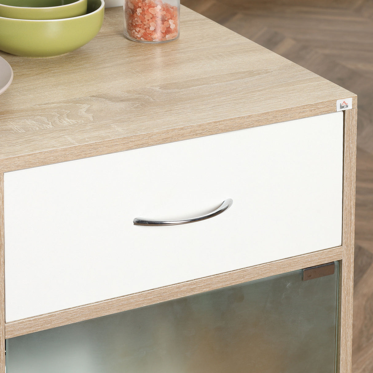 easycomfort easycomfort carrello da cucina portavivande con cassetto ripiani e armadietto in legno acciaio e vetro 65x39x80cm