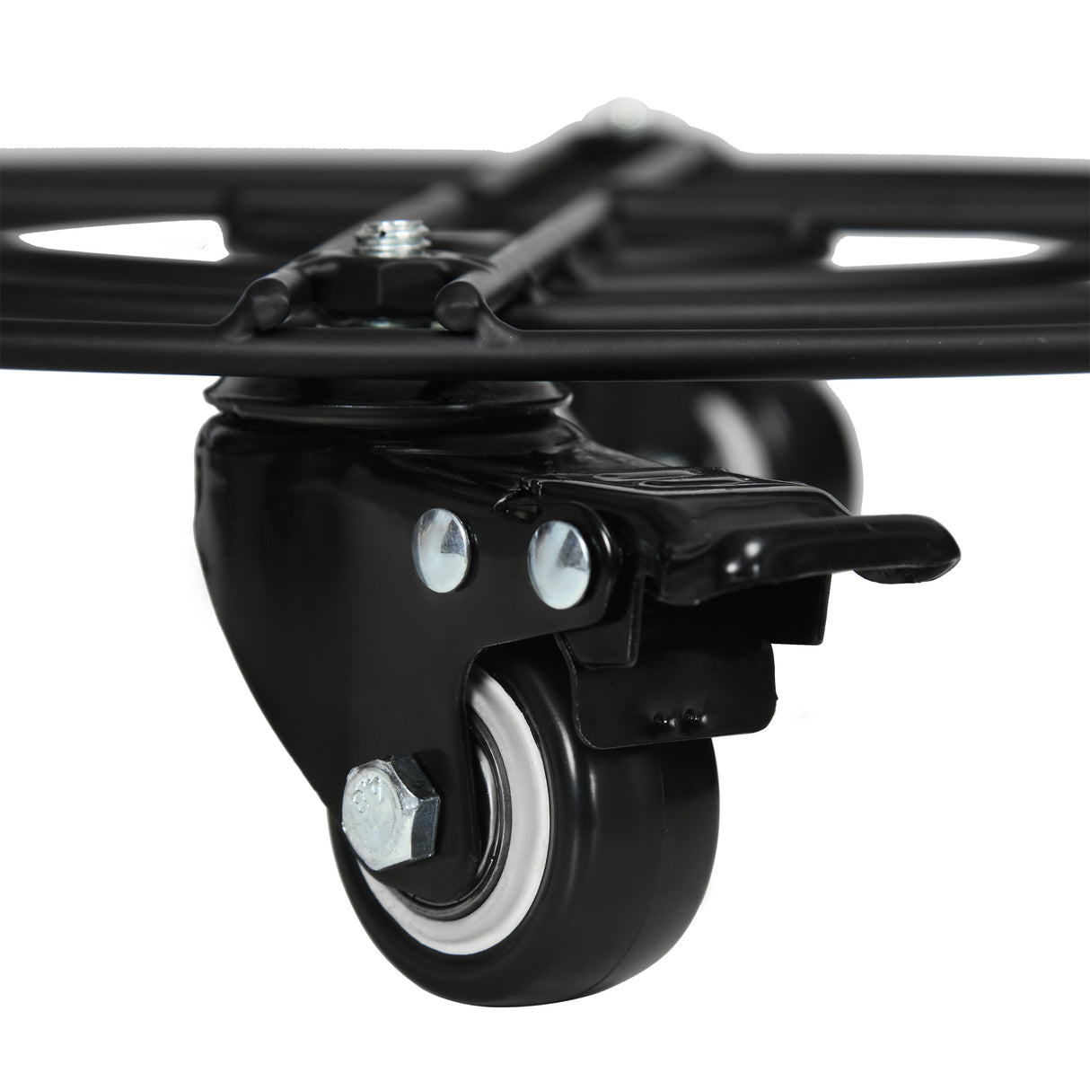 easycomfort easycomfort carrello sottovaso con ruote 30cm in metallo con ruote girevoli e freno nero