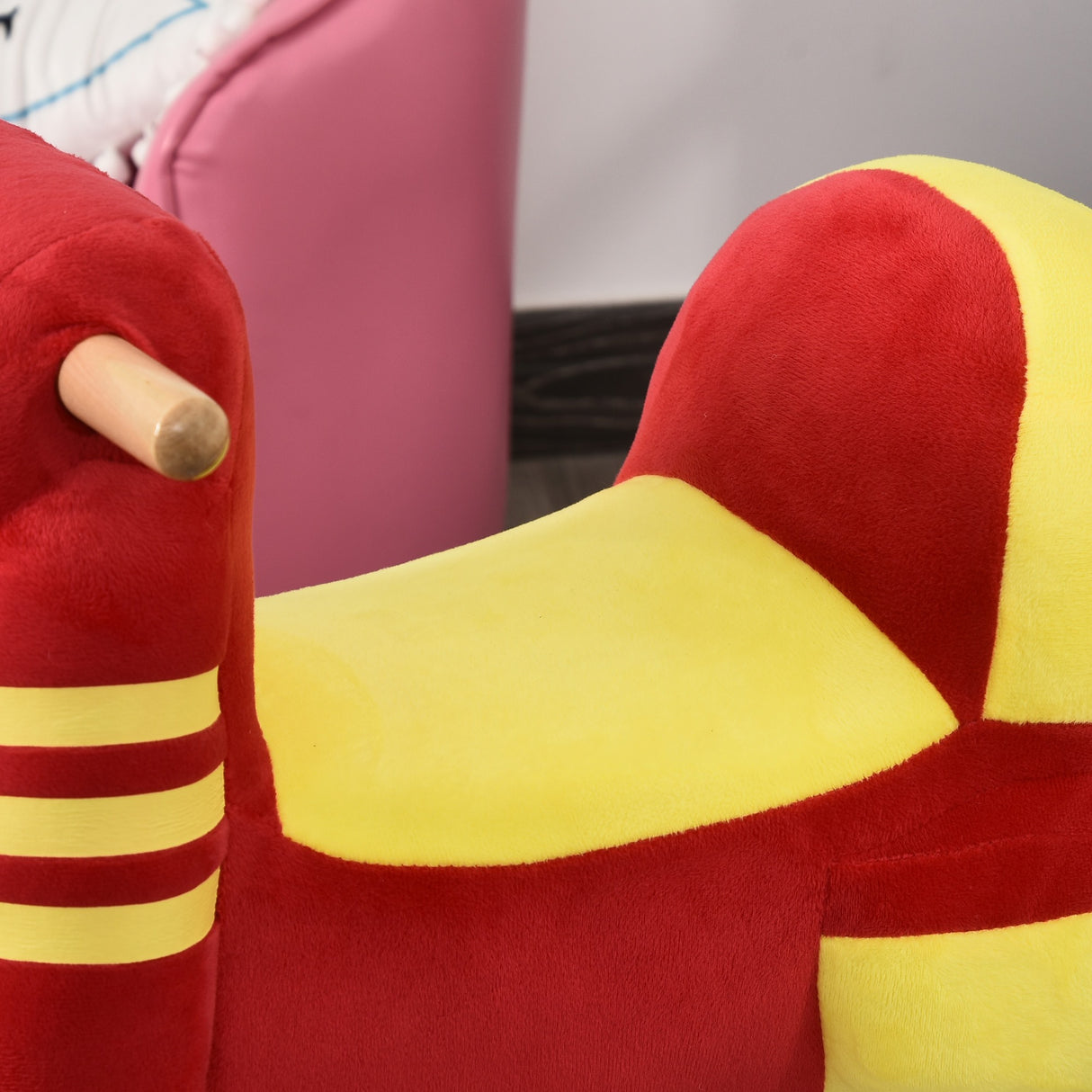 easycomfort easycomfort cavallo a dondolo per bambini 18 36 mesi a forma di moto cavallo per bambini cavalcabile in legno e peluche suoni realistici max 40kg rosso e giallo