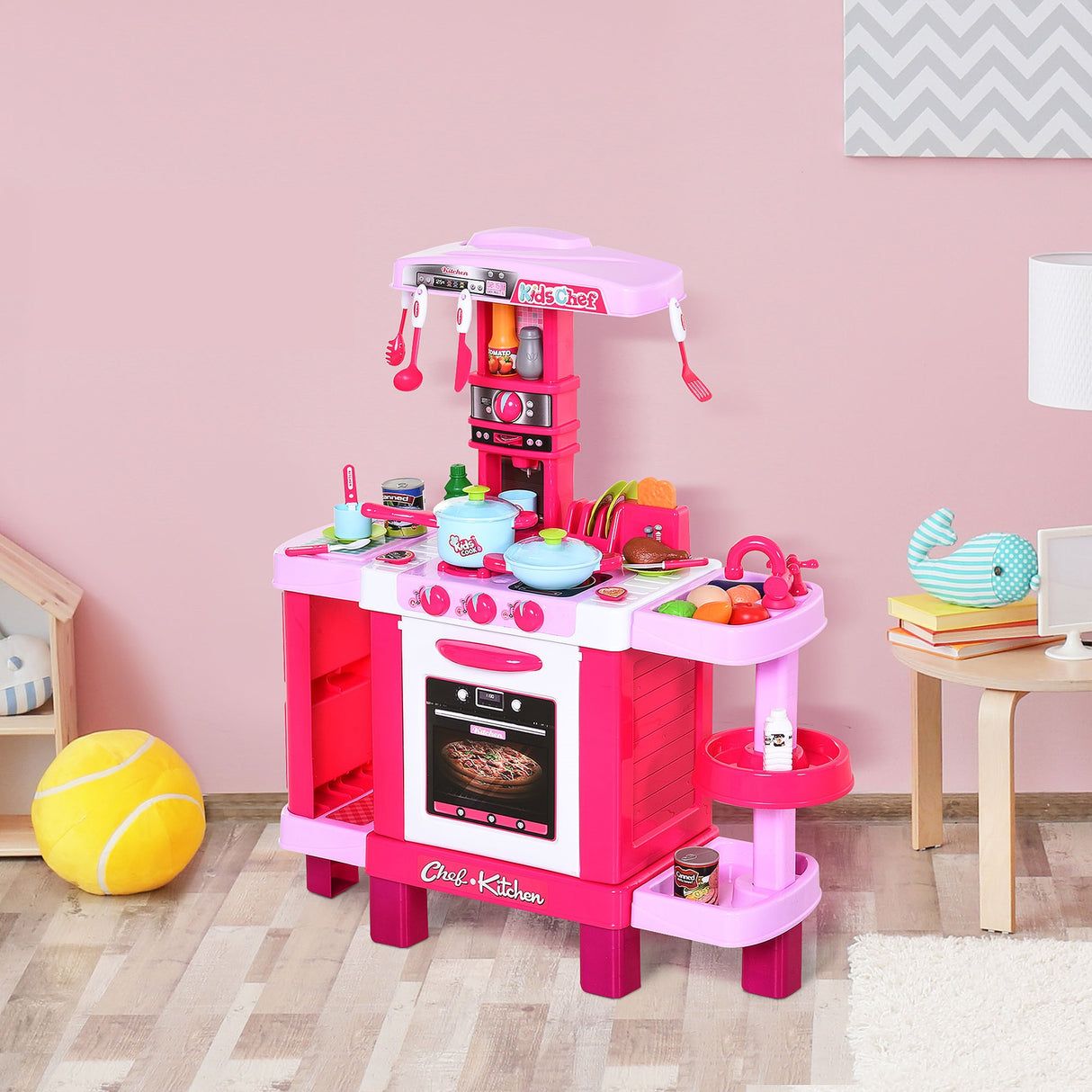 easycomfort easycomfort cucina giocattolo per bambini con 38 accessori inclusi con luci e suoni realistici 78x29x87 cm rosa