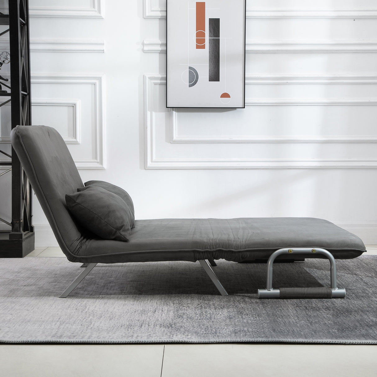 easycomfort easycomfort divano letto 2 posti in similpelle e acciaio con seduta regolabile in 5 posizioni 105x80x78 cm grigio