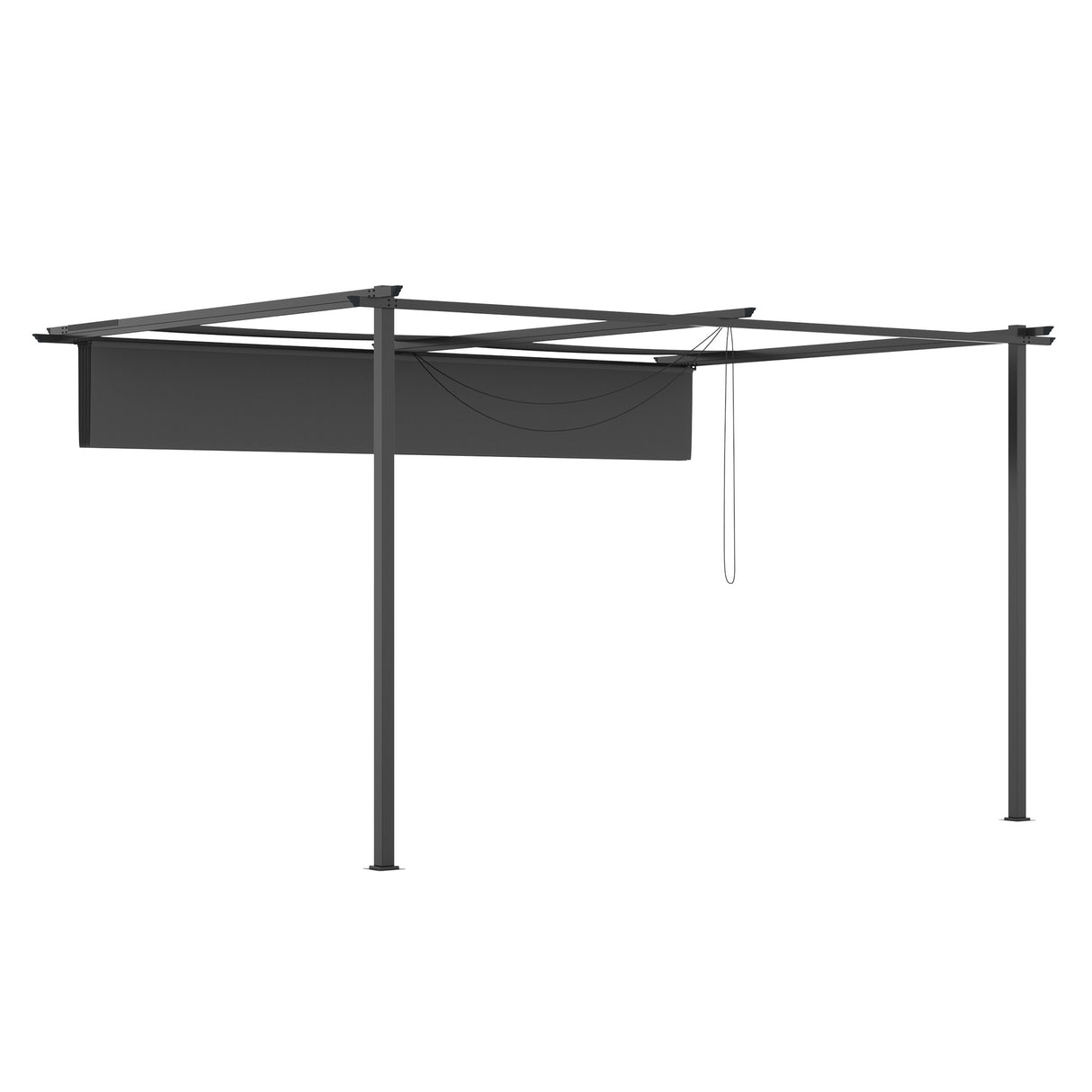easycomfort easycomfort gazebo pergola 4x3m in acciaio e poliestere con tettuccio scorrevole grigio