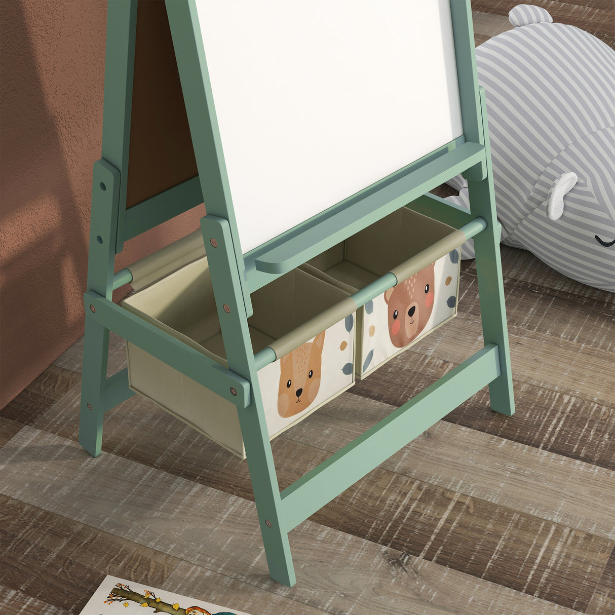 easycomfort easycomfort lavagna per bambini con cavalletto 3 in 1 e 2 contenitori eta 3 8 anni 54x46 5x93cm verde