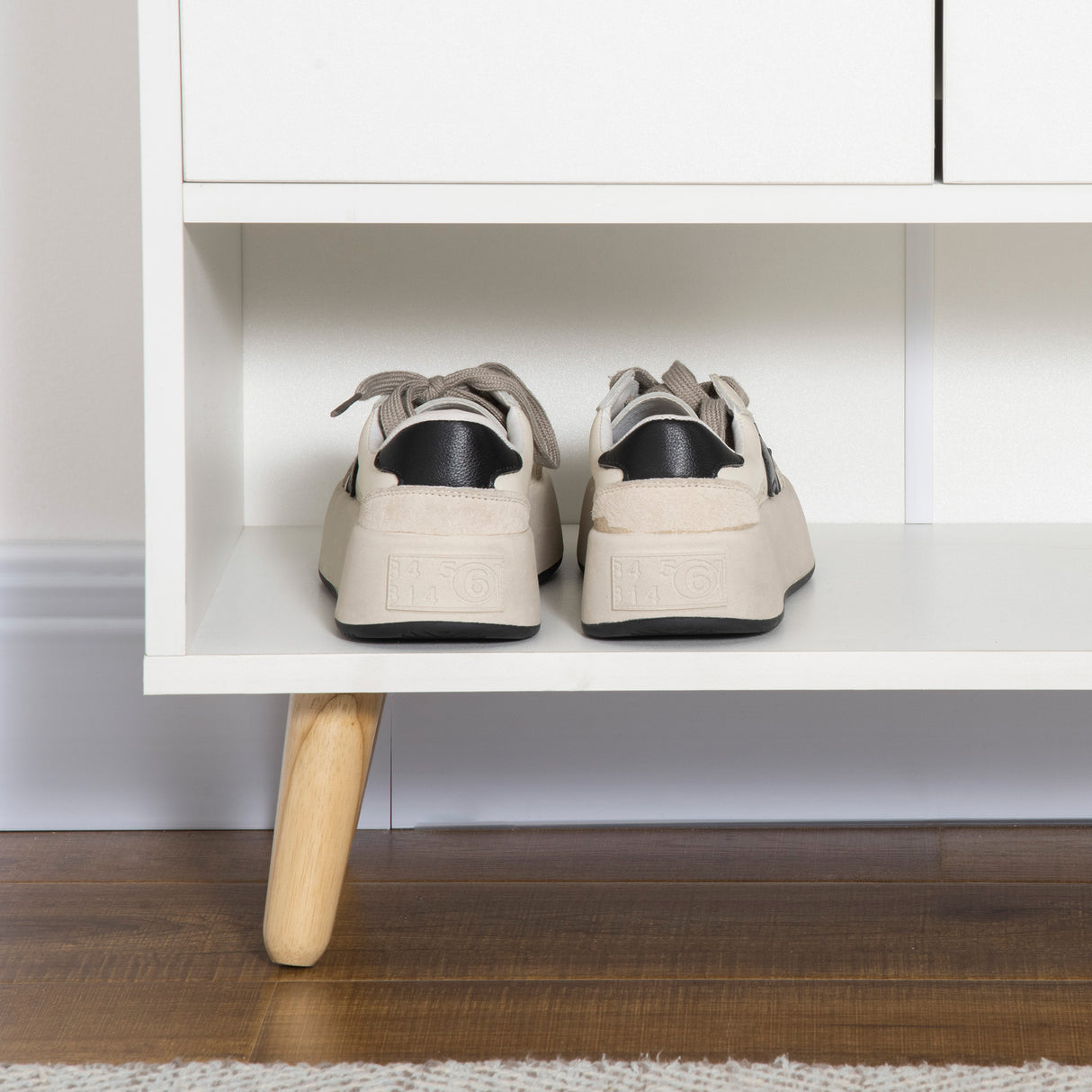 easycomfort easycomfort mobile scarpiera salvaspazio in legno bianco con ripiano aperto armadio scarpiera di design per ingresso 60x30x92cm ean 8054144133782