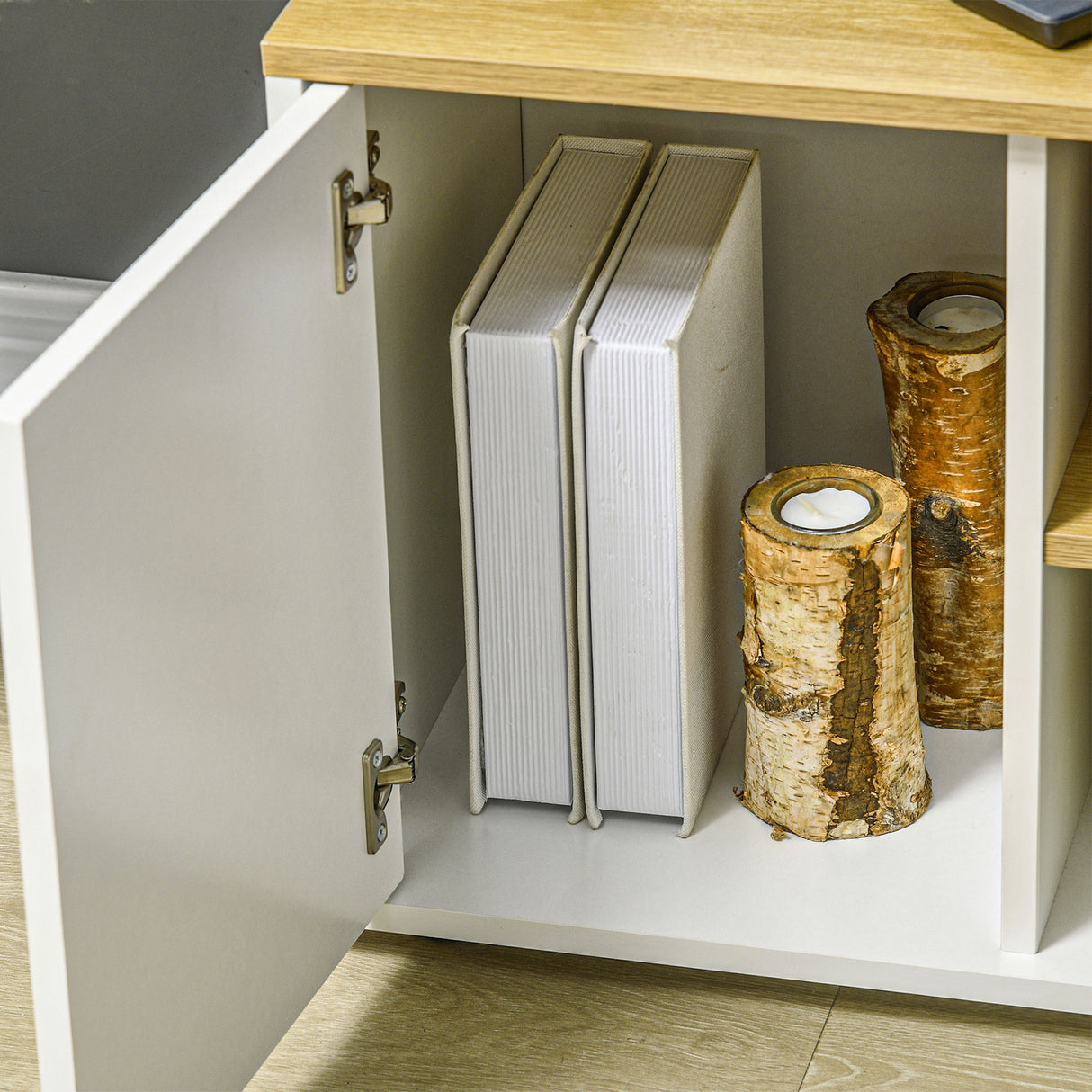 easycomfort easycomfort mobile tv a l per tv da 40 con 3 ripiani aperti e 2 armadietti in truciolato 90x90x45 cm