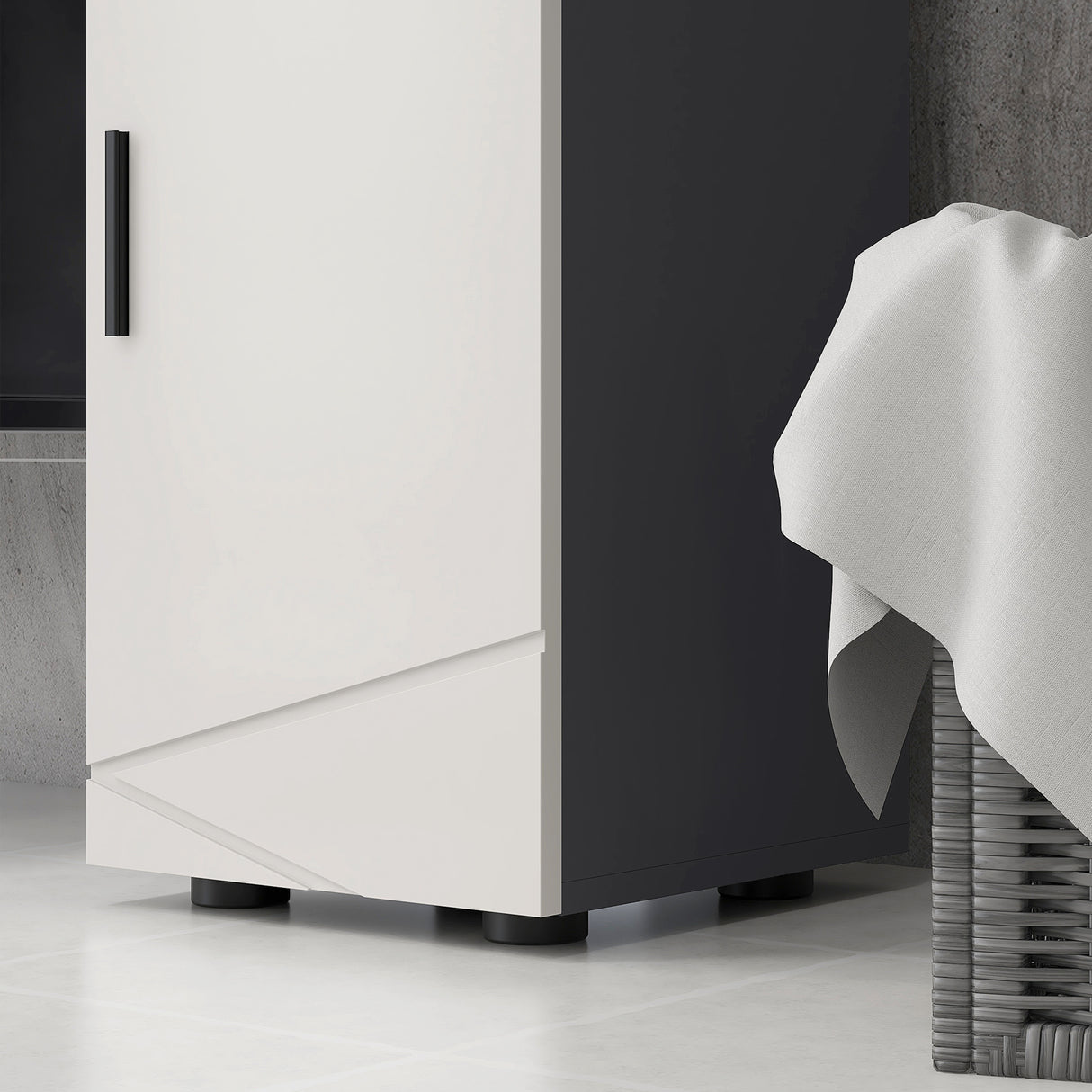 easycomfort easycomfort mobiletto bagno in truciolato con cassetto e armadietto a 2 livelli regolabili 30x30x82 cm grigio