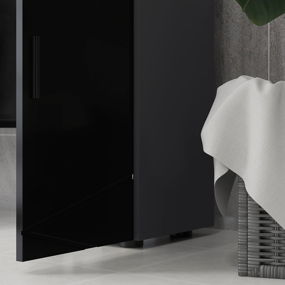 easycomfort easycomfort mobiletto bagno in truciolato con cassetto e armadietto a 2 livelli regolabili 30x30x82 cm nero e grigio