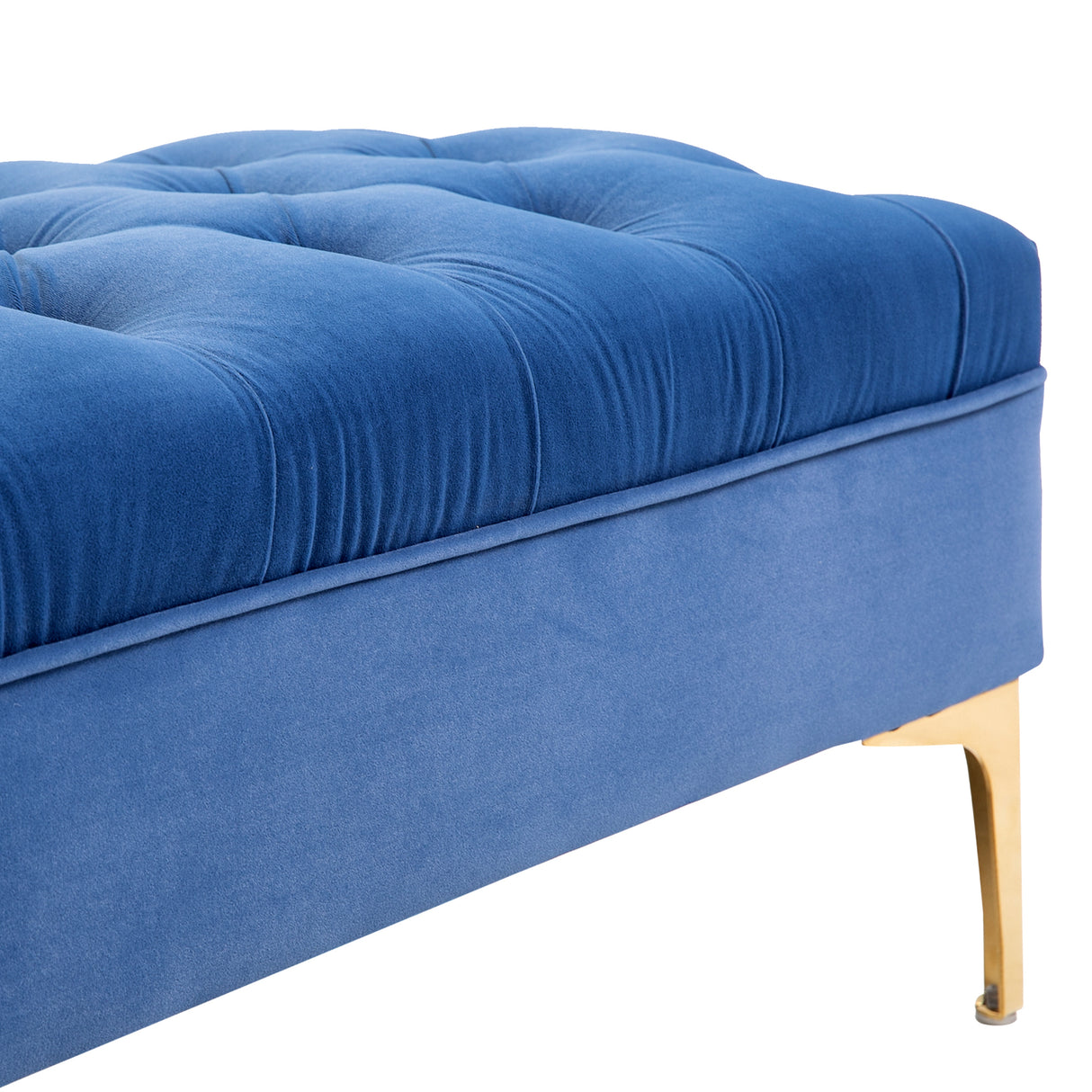 easycomfort easycomfort panca imbottita fondoletto in tessuto vellutato e base in metallo dorato 118x45x42 cm blu