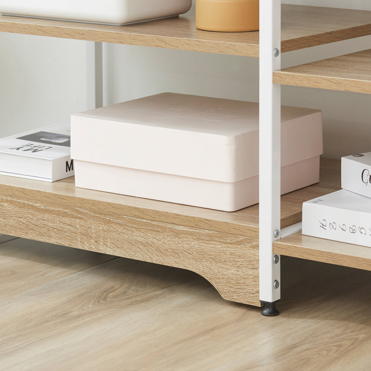 easycomfort easycomfort scaffale da cucina basso salvaspazio stile industriale mobiletto con 7 ripiani per cucina in metallo e legno 90x40x95cm bianco